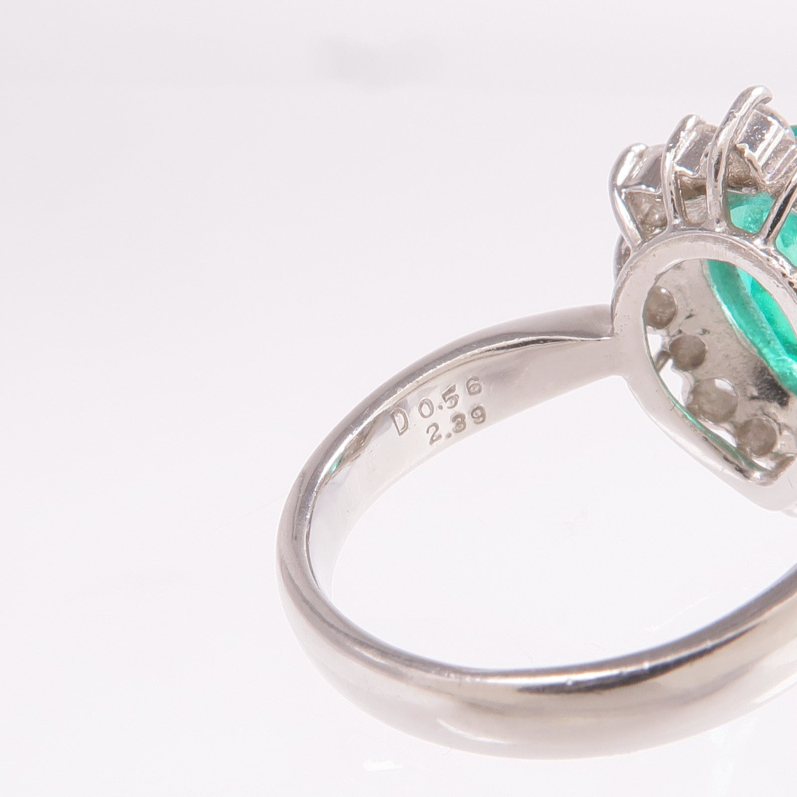 JEWELRY PT900鉑金Emerald Diamond Ring綠寶石/鑽石戒指US#6