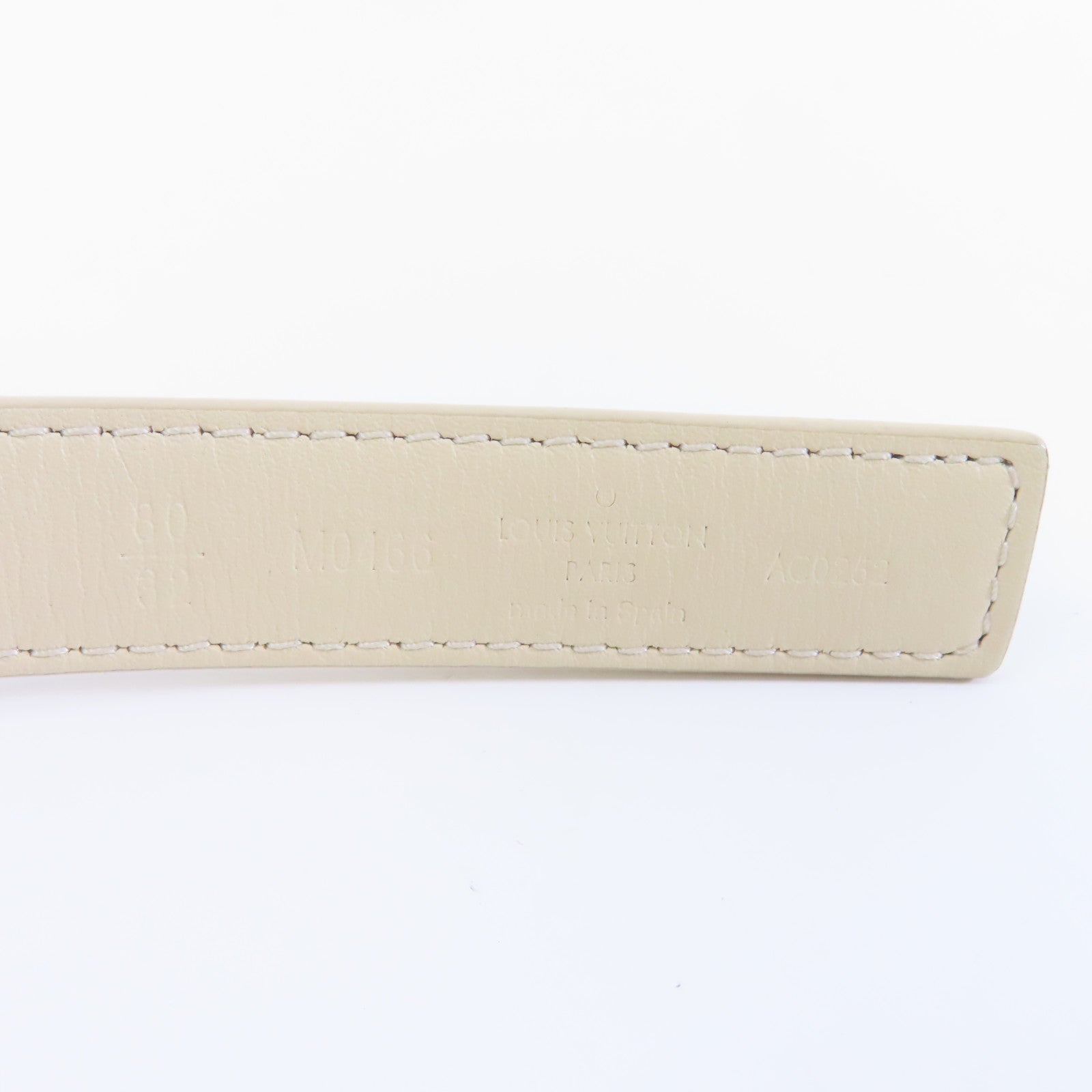LOUIS VUITTON Damier Azur Belt 80cm金扣皮帶米色