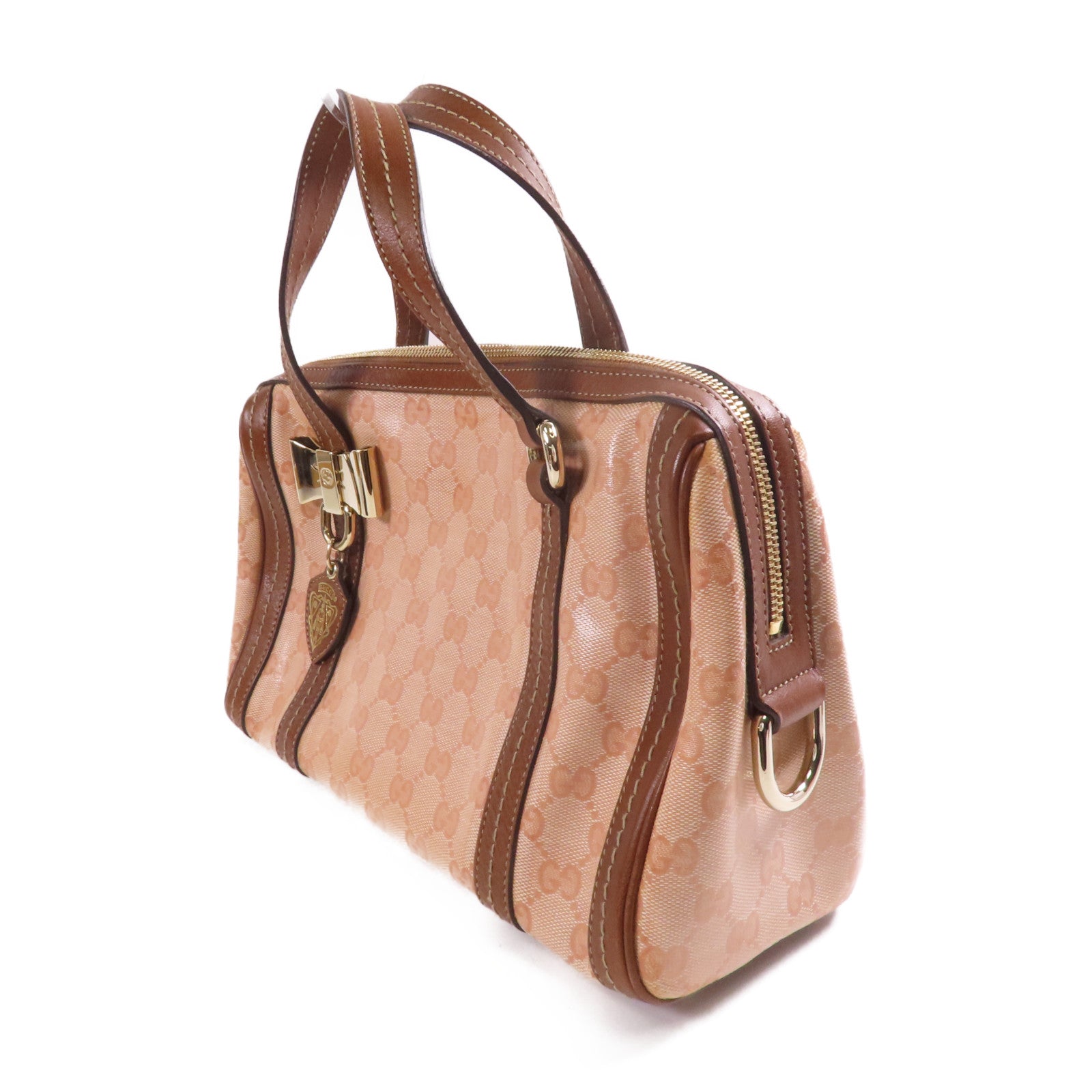 GUCCI 塗層帆布Boston Bag金扣波士頓包