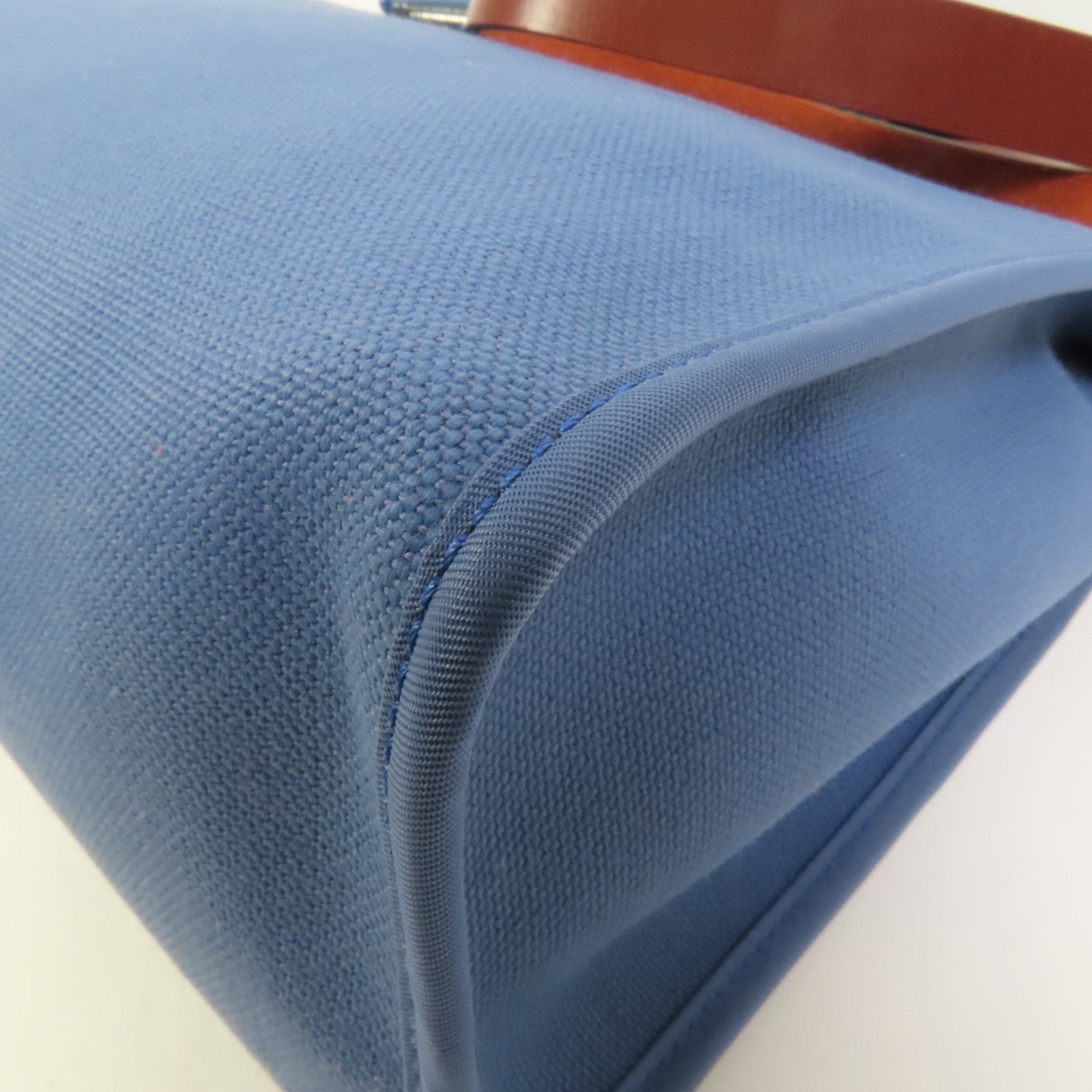 HERMES 帆布Herbag PM銀扣手挽肩背兩用袋Blue Tempete