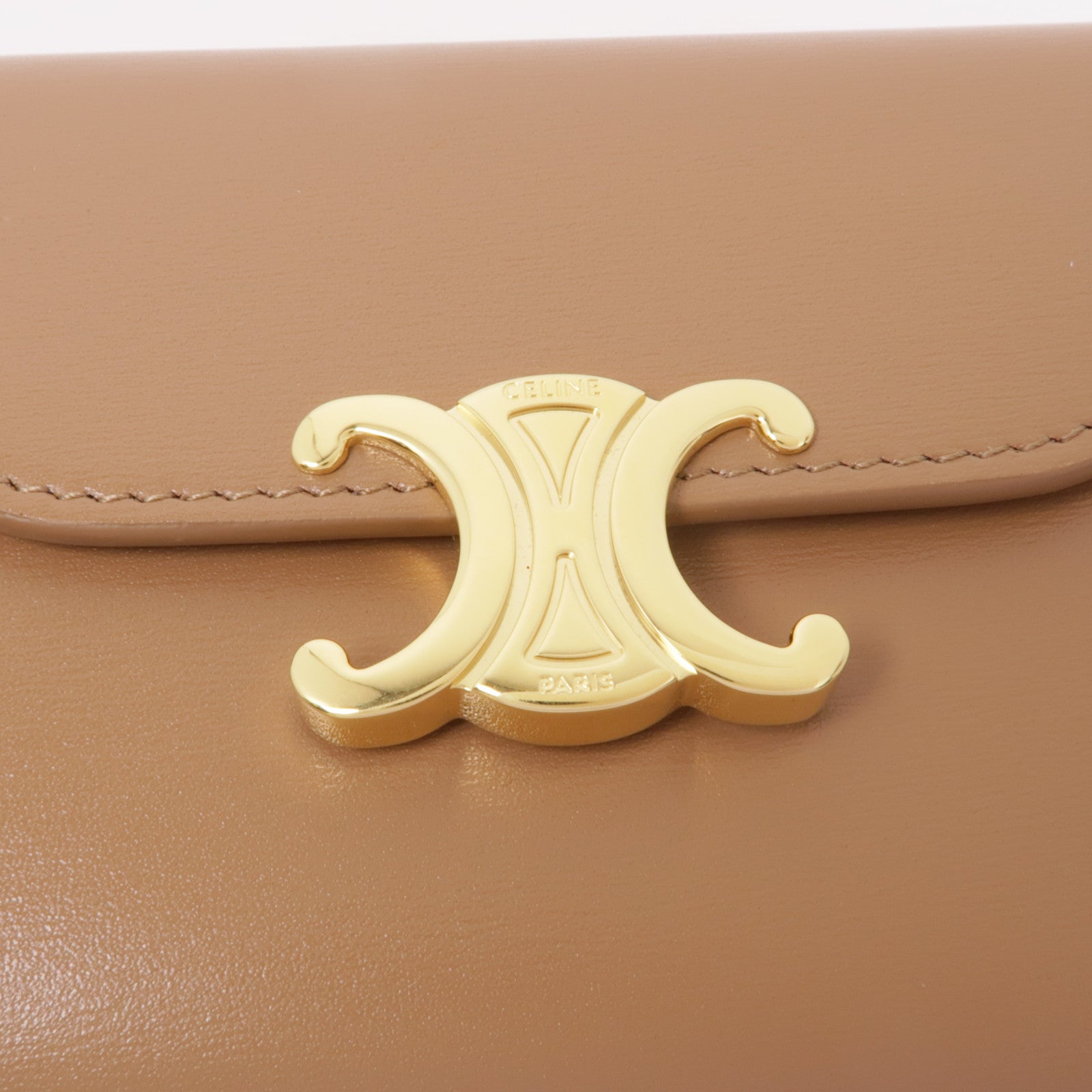 CELINE 牛皮皮革Small Flap Triomple Wallet金扣錢包