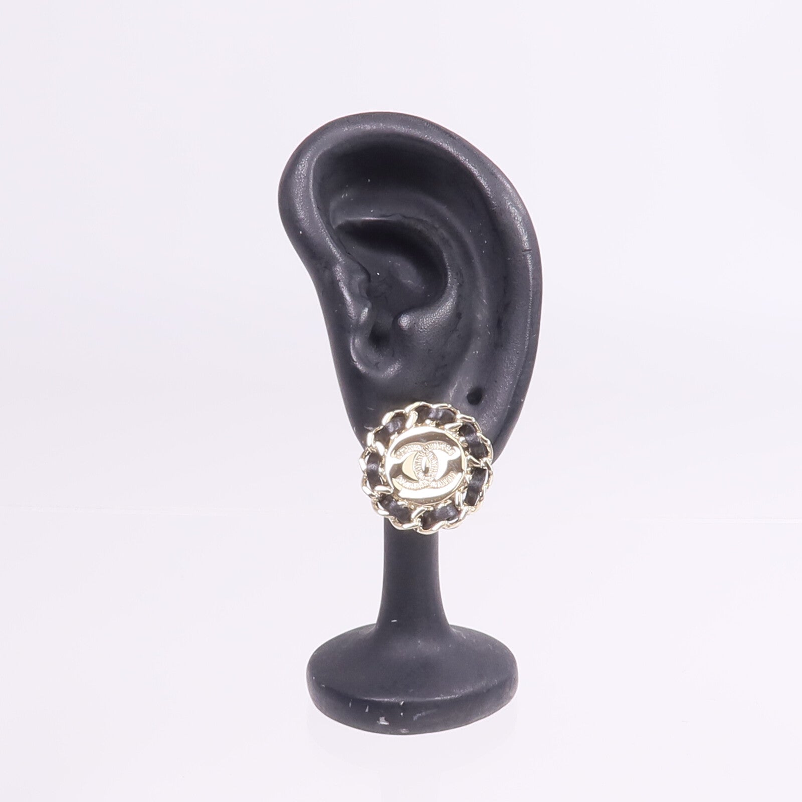 CHANEL 金屬/皮革Earrings金扣耳環