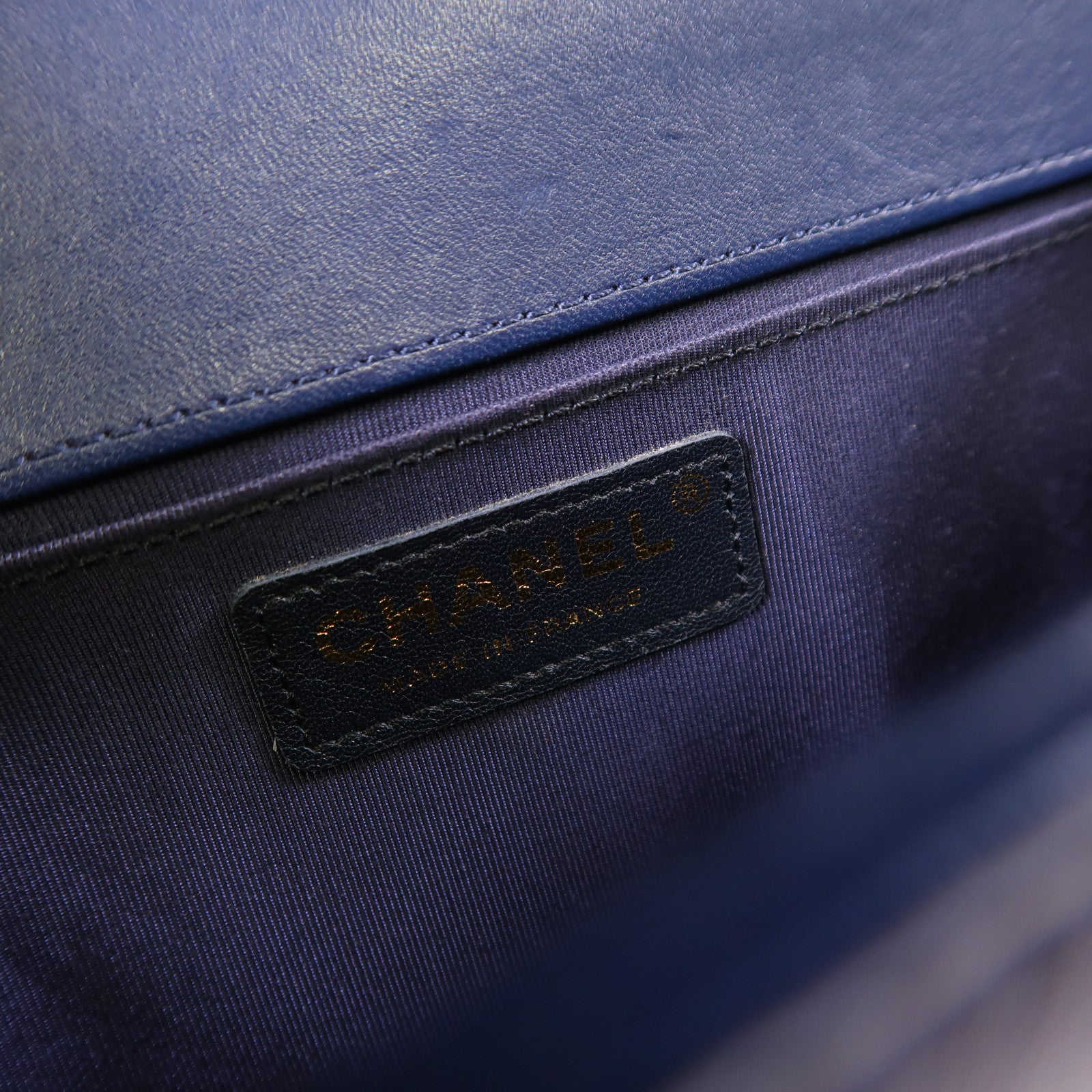 CHANEL CC ¢ÕHW Boy 25cm Chain Shoulder Bag Lambskin Leather Navy