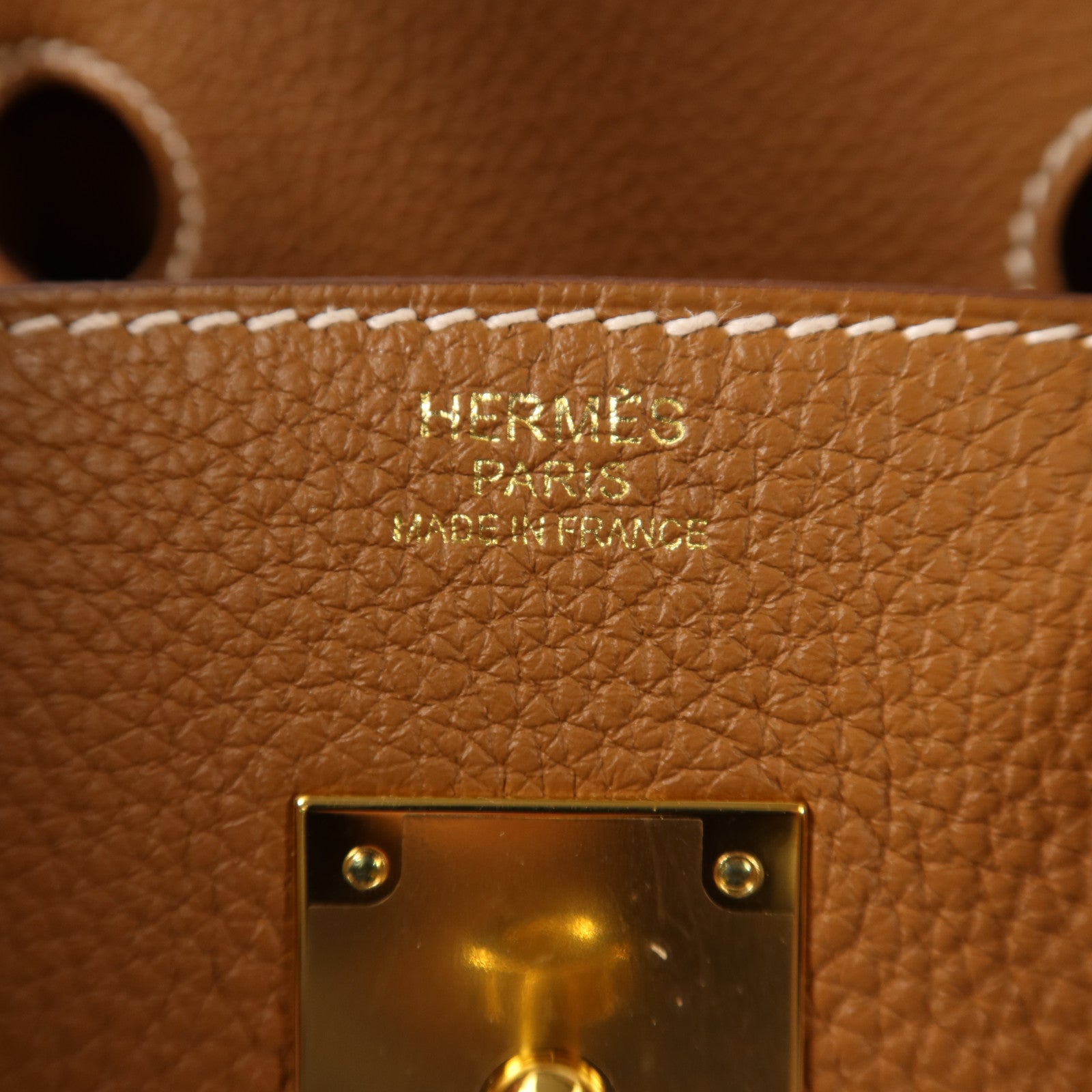 HERMES Clemence皮革Birkin 30金扣手挽袋Gold