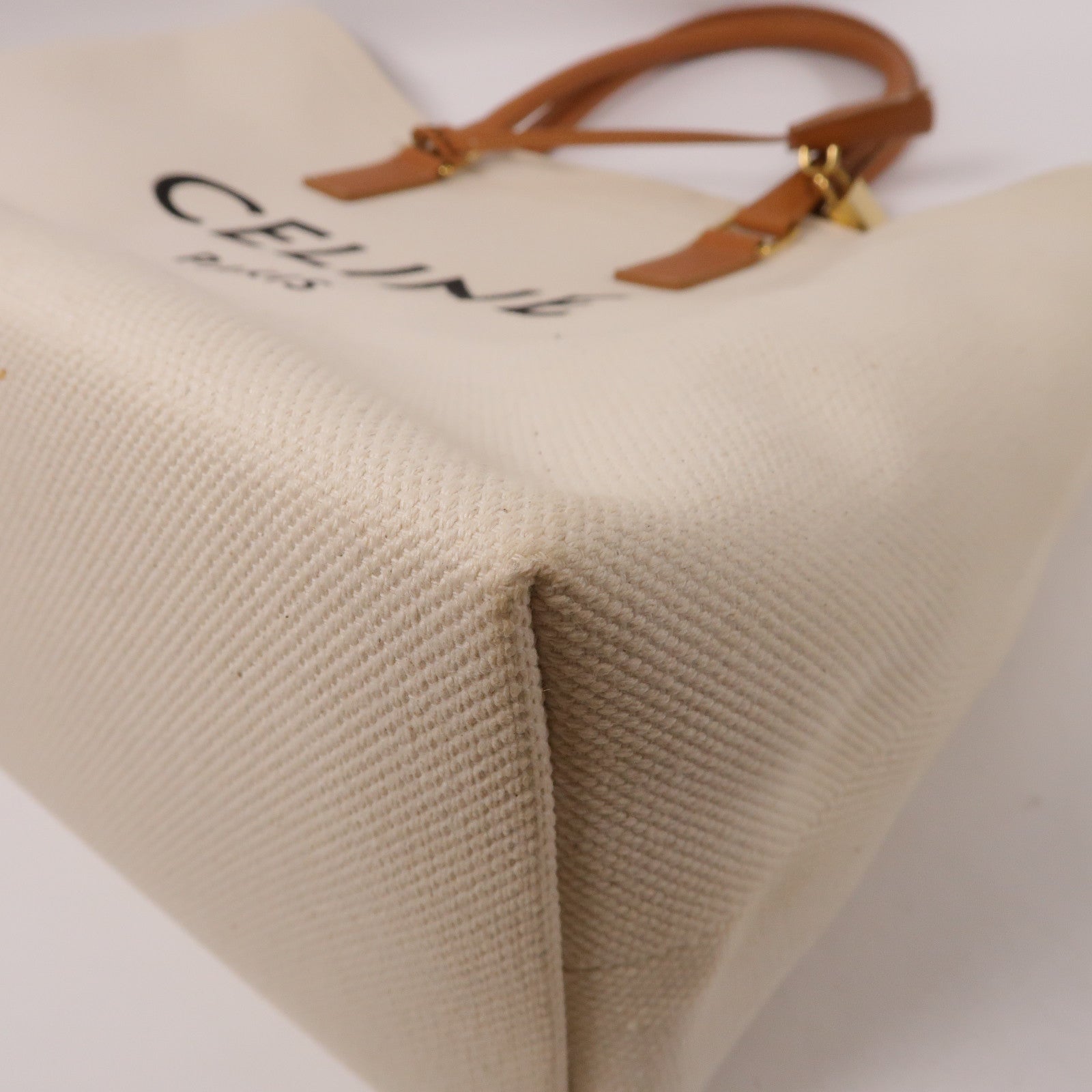 CELINE 帆布Shoulder Bag金扣肩背袋白色