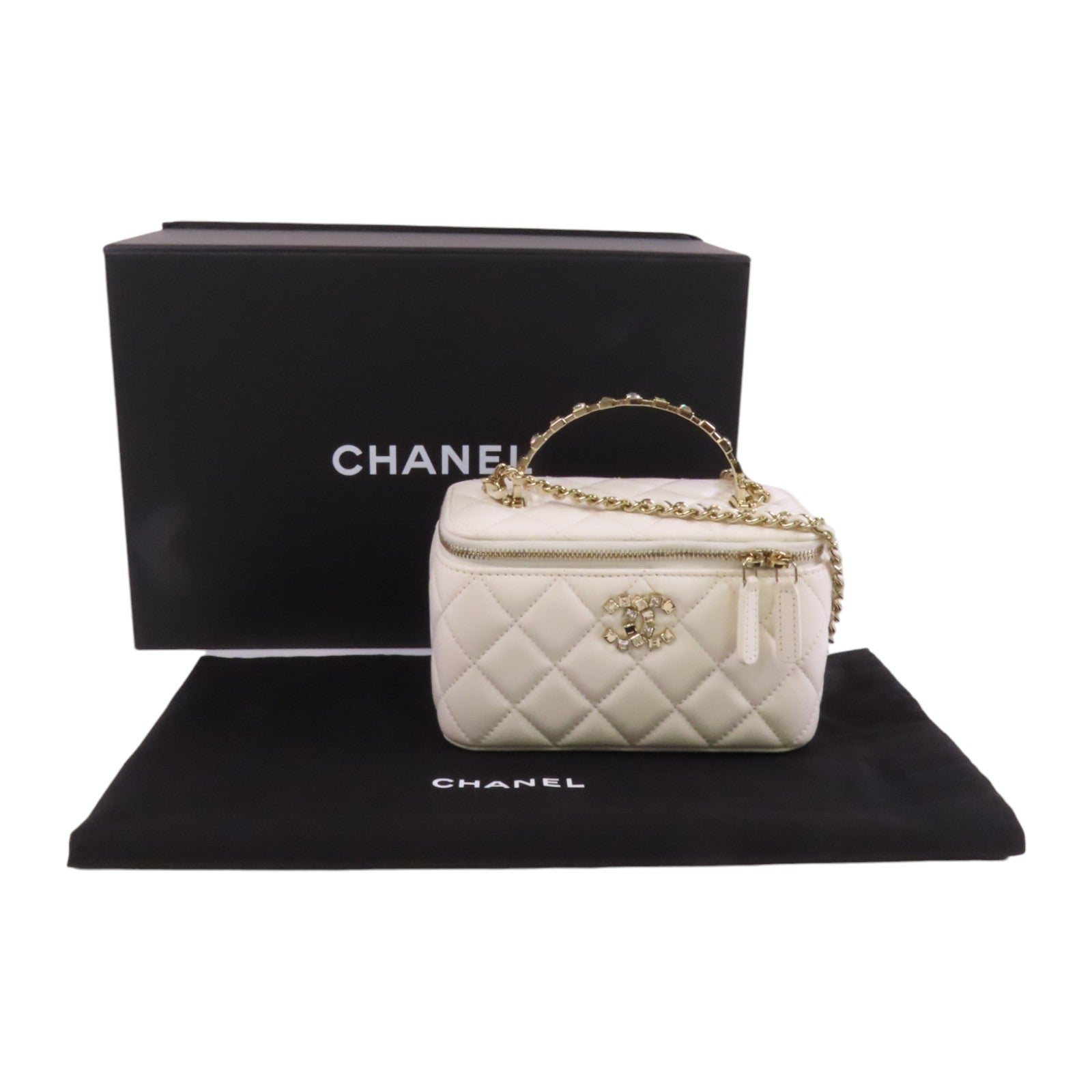 CHANEL 羊皮皮革Vanity Case金扣手挽肩背兩用袋