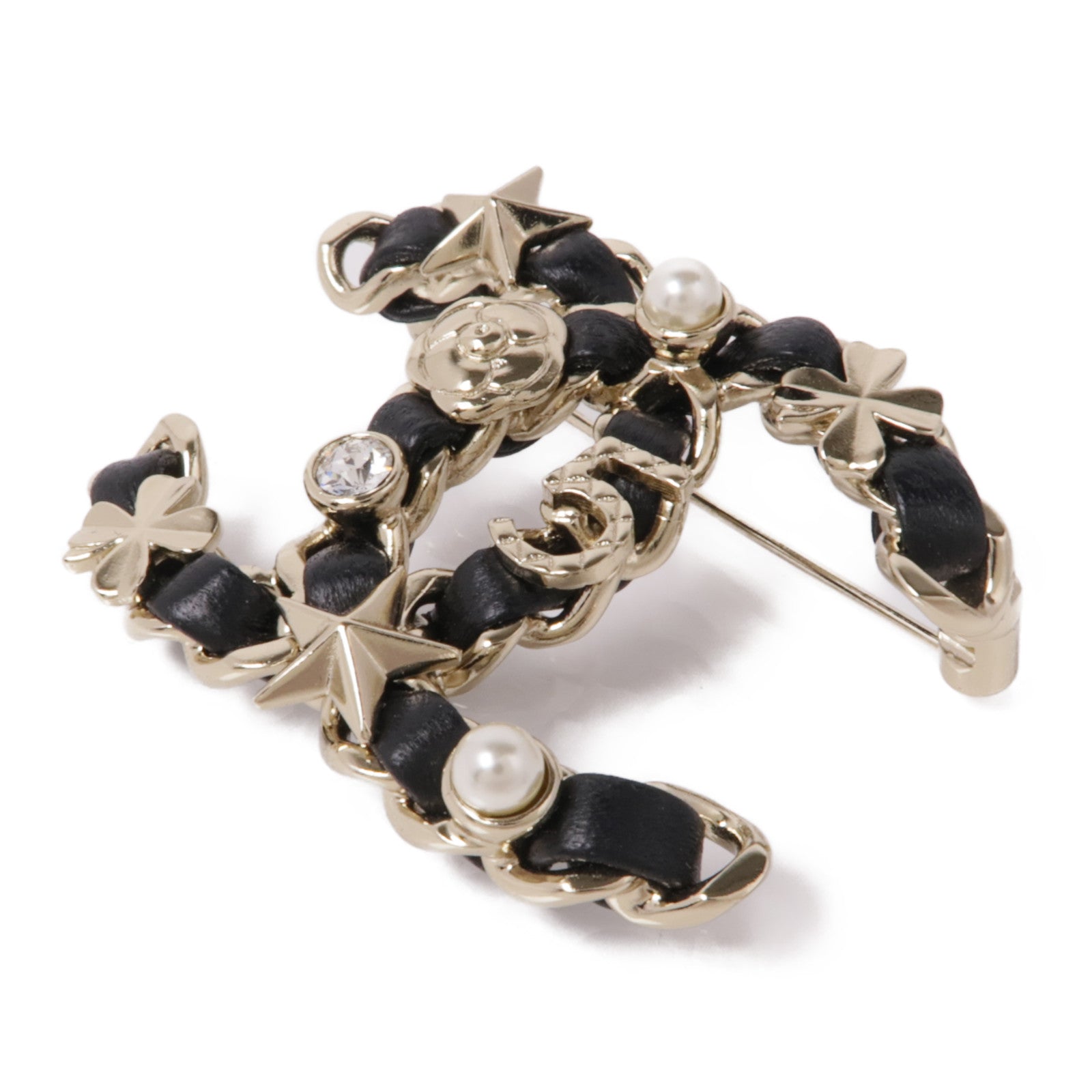 CHANEL 金屬/皮革Brooch胸針
