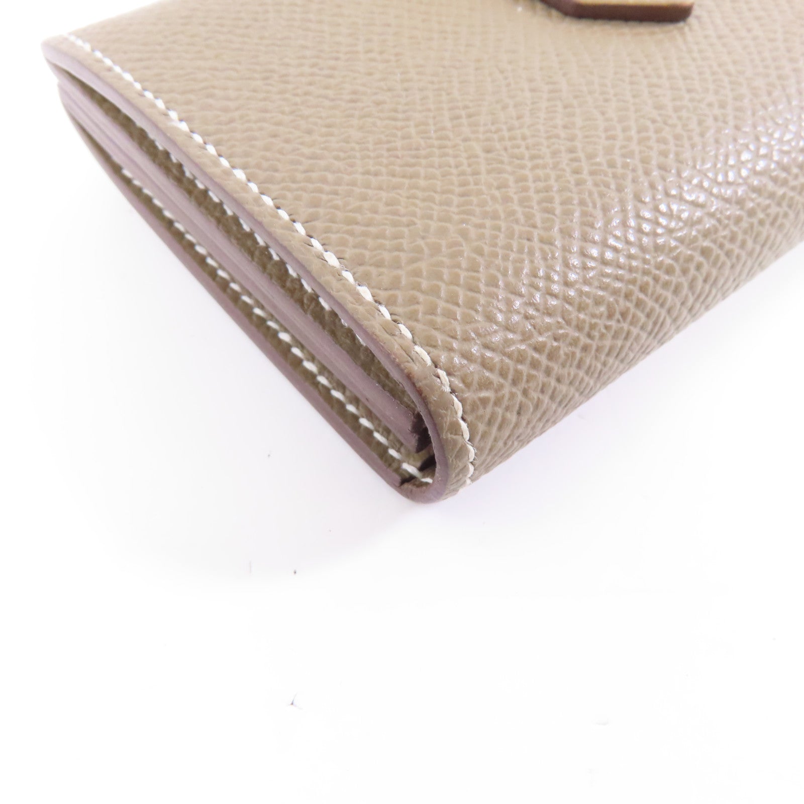 HERMES Epsom皮革Bearn Card Case金扣卡片套Etoupe/米灰色