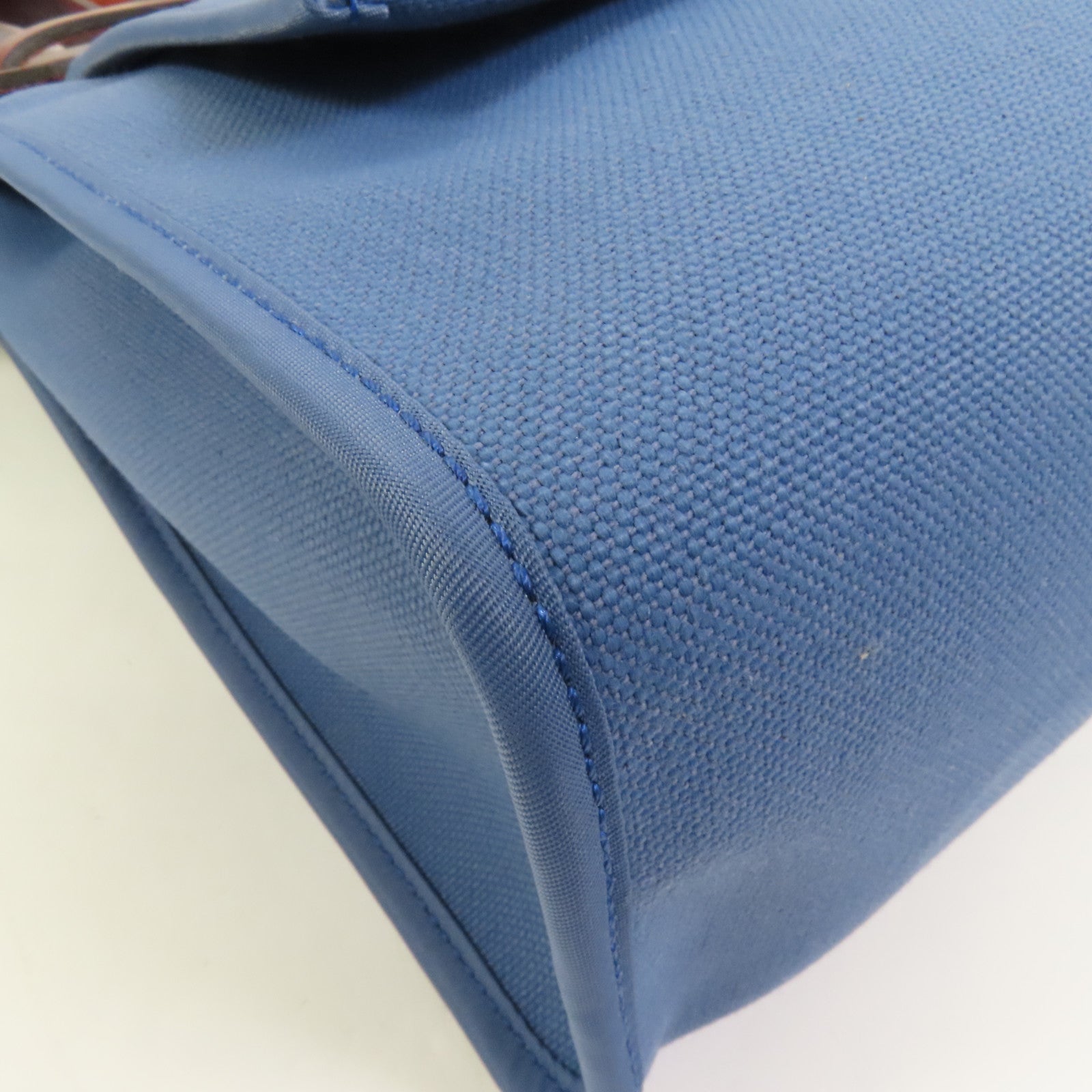 HERMES 帆布Herbag PM銀扣手挽肩背兩用袋Blue Tempete