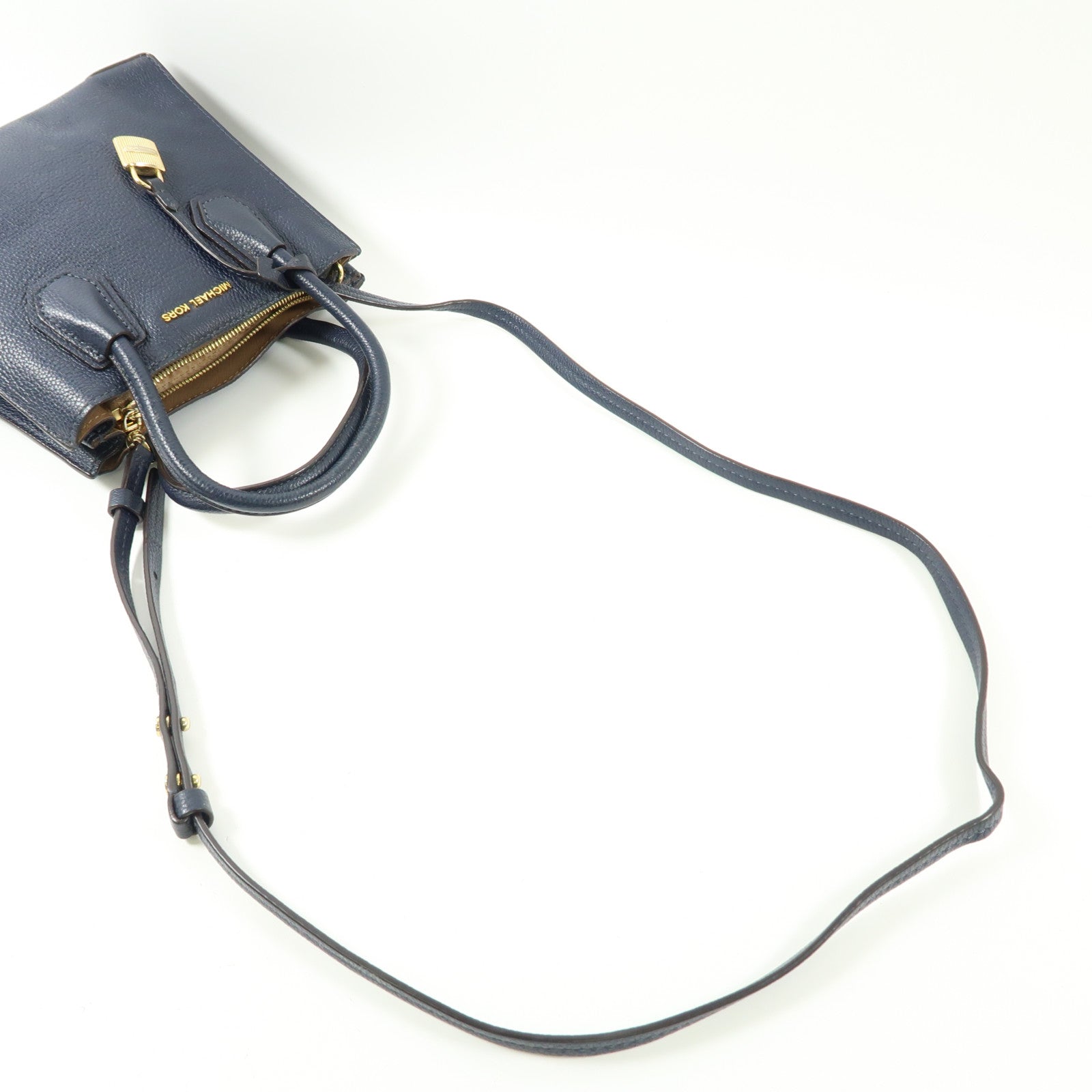 Michael Kors 牛皮皮革2 Way Shoulder Bag金扣手挽肩背兩用袋深藍色