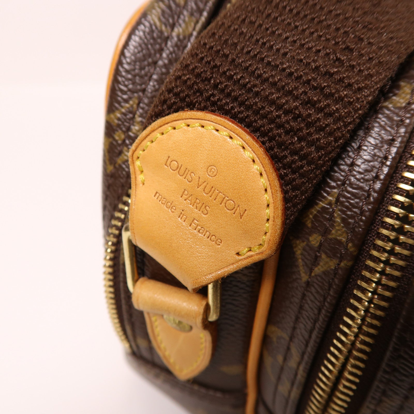 LOUIS VUITTON Monogram Reporter PM金扣肩背袋棕色