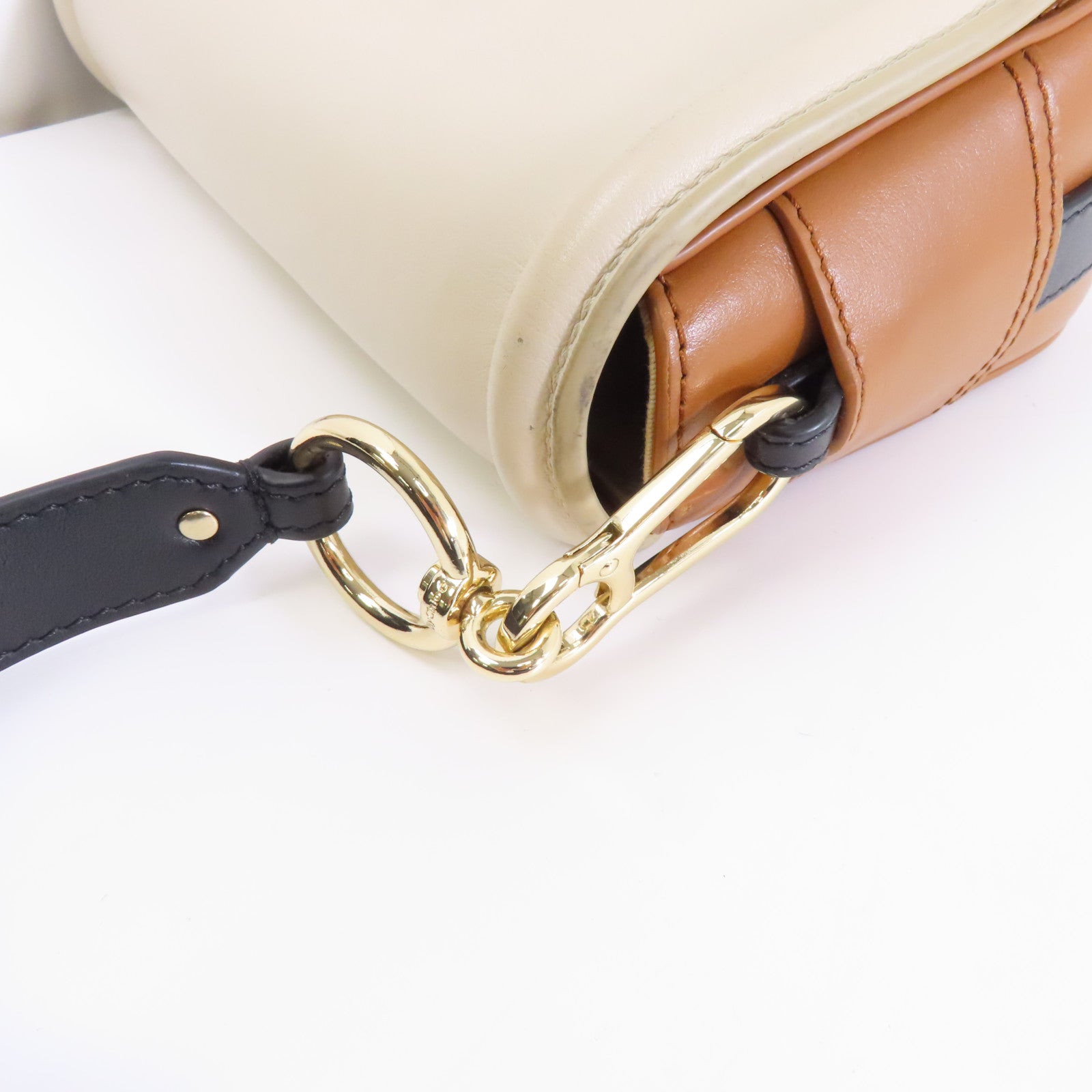 SEE BY CHLOE 牛皮皮革Shoulder Bag金扣肩背袋棕色