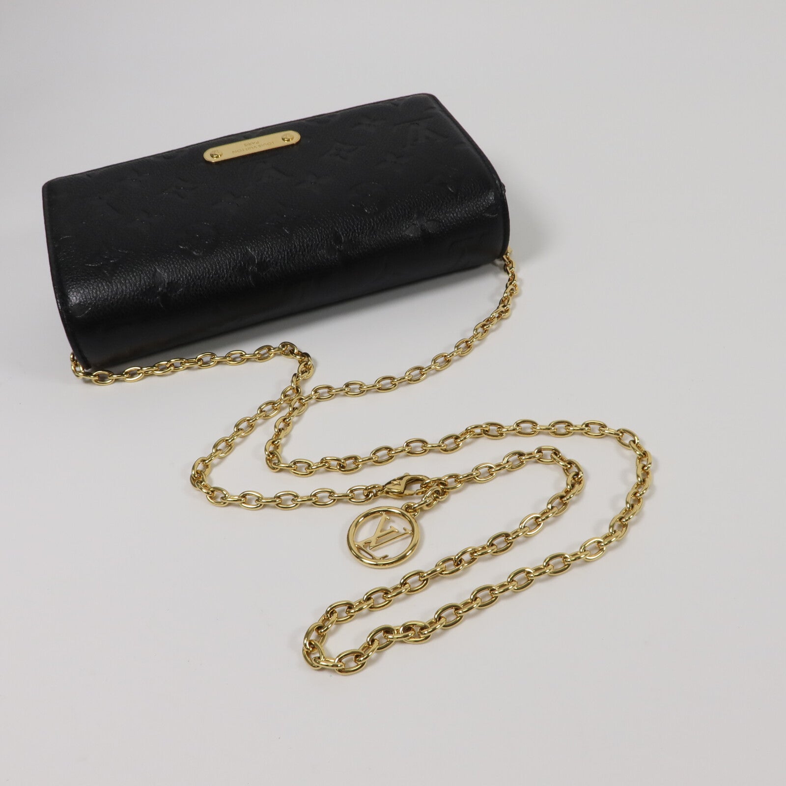 LOUIS VUITTON Monogram Empreinte Wallet On Chain Lily鏈帶肩背袋