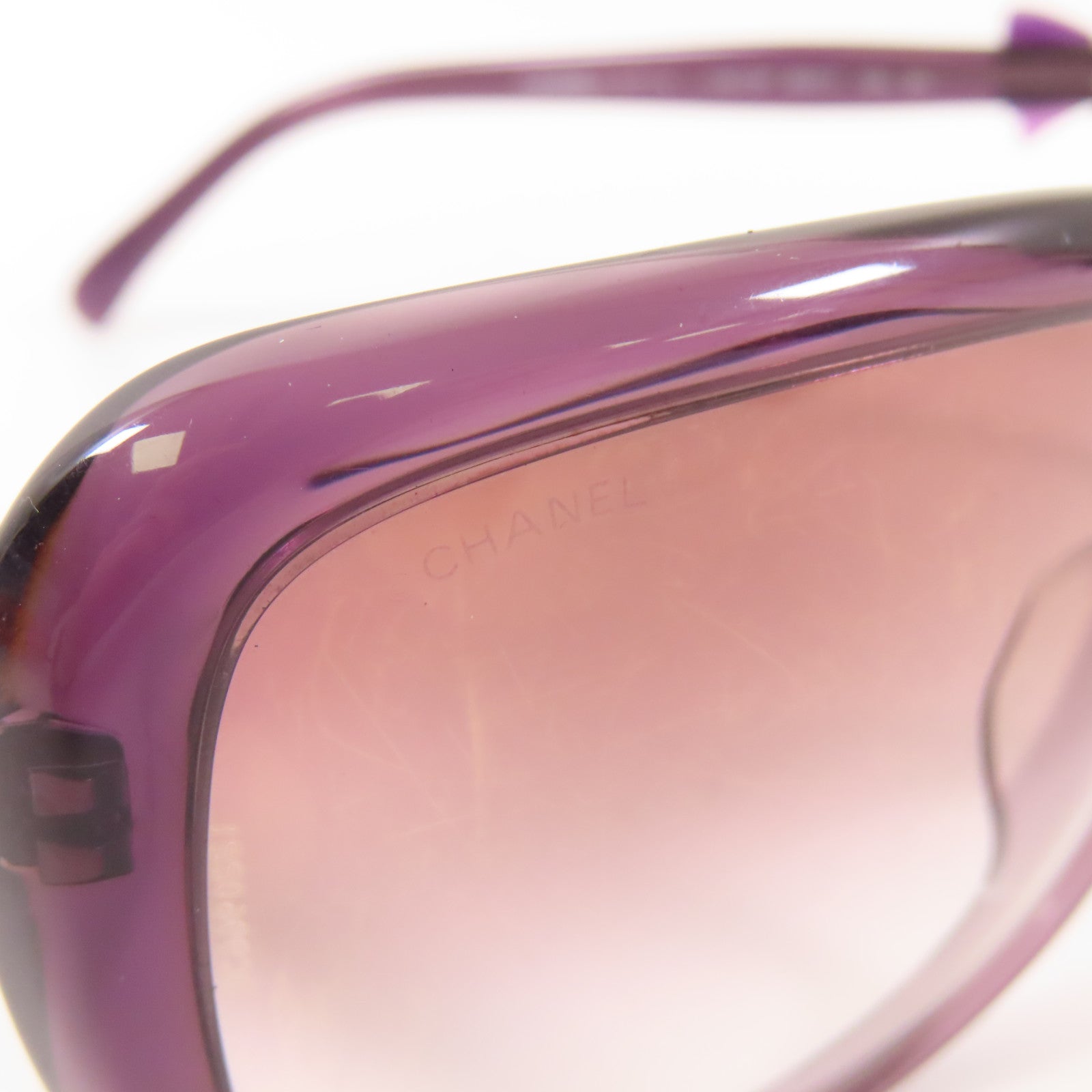 CHANEL CC Sunglasses PVC Purple