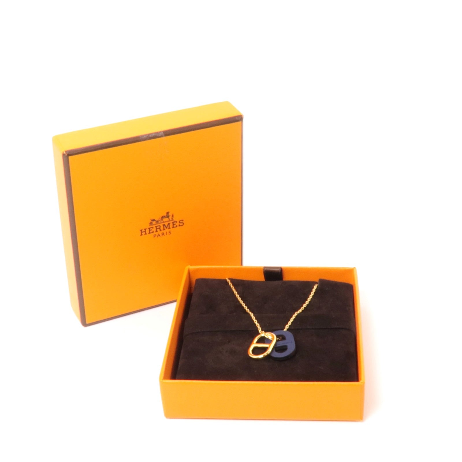 HERMES 金屬O'Maillion Necklace項鍊藍色/金色