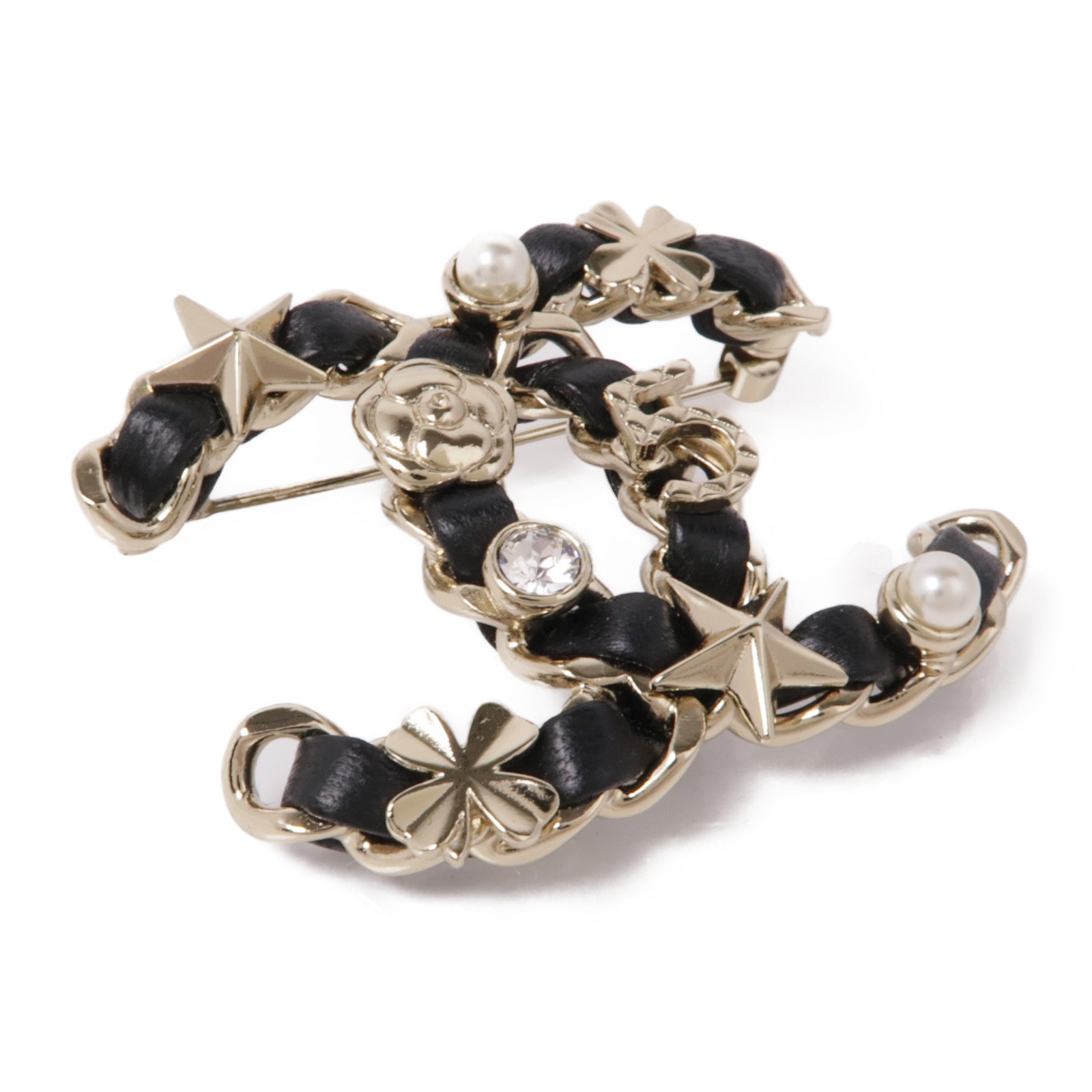 CHANEL 金屬/皮革Brooch胸針