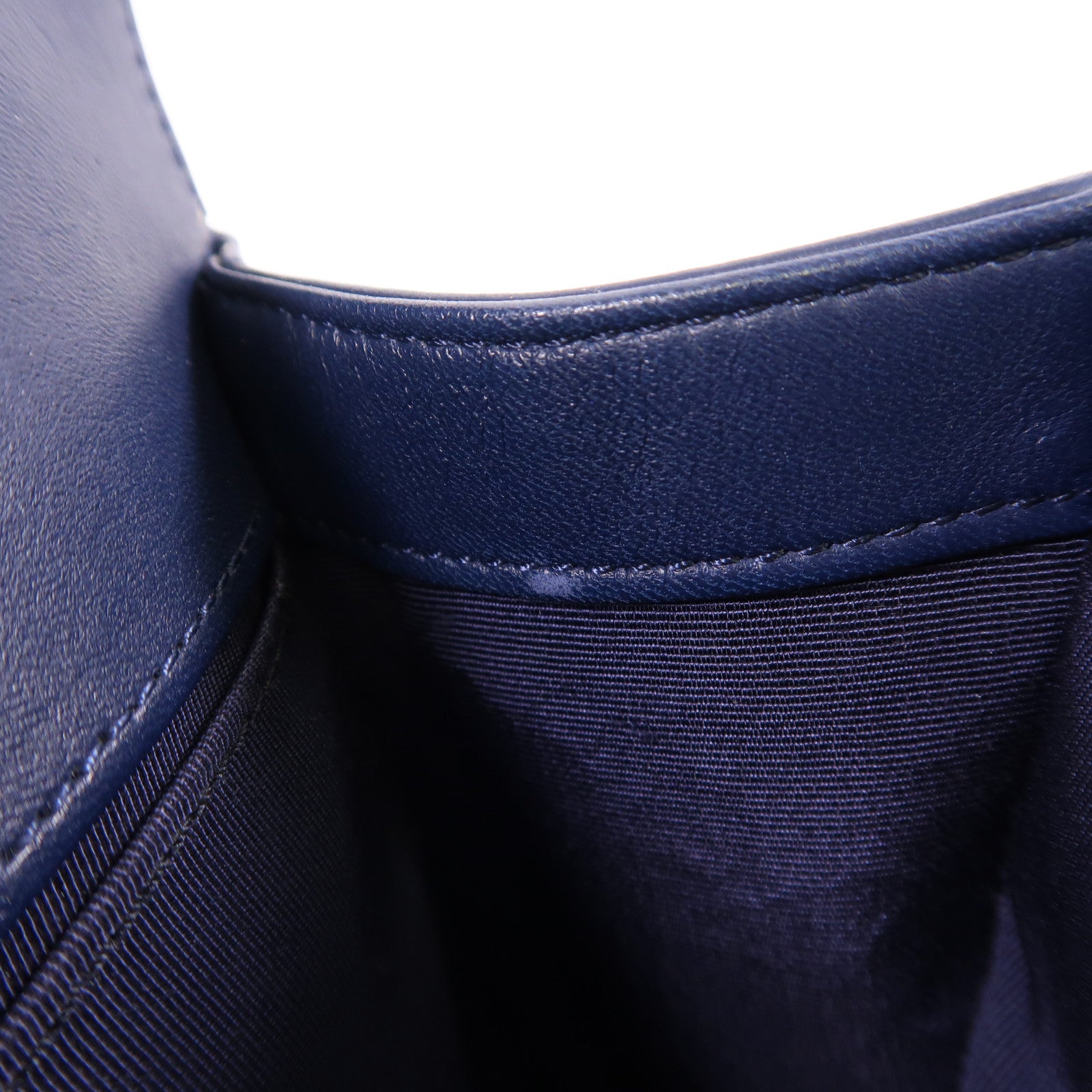 CHANEL CC ¢ÕHW Boy 25cm Chain Shoulder Bag Lambskin Leather Navy