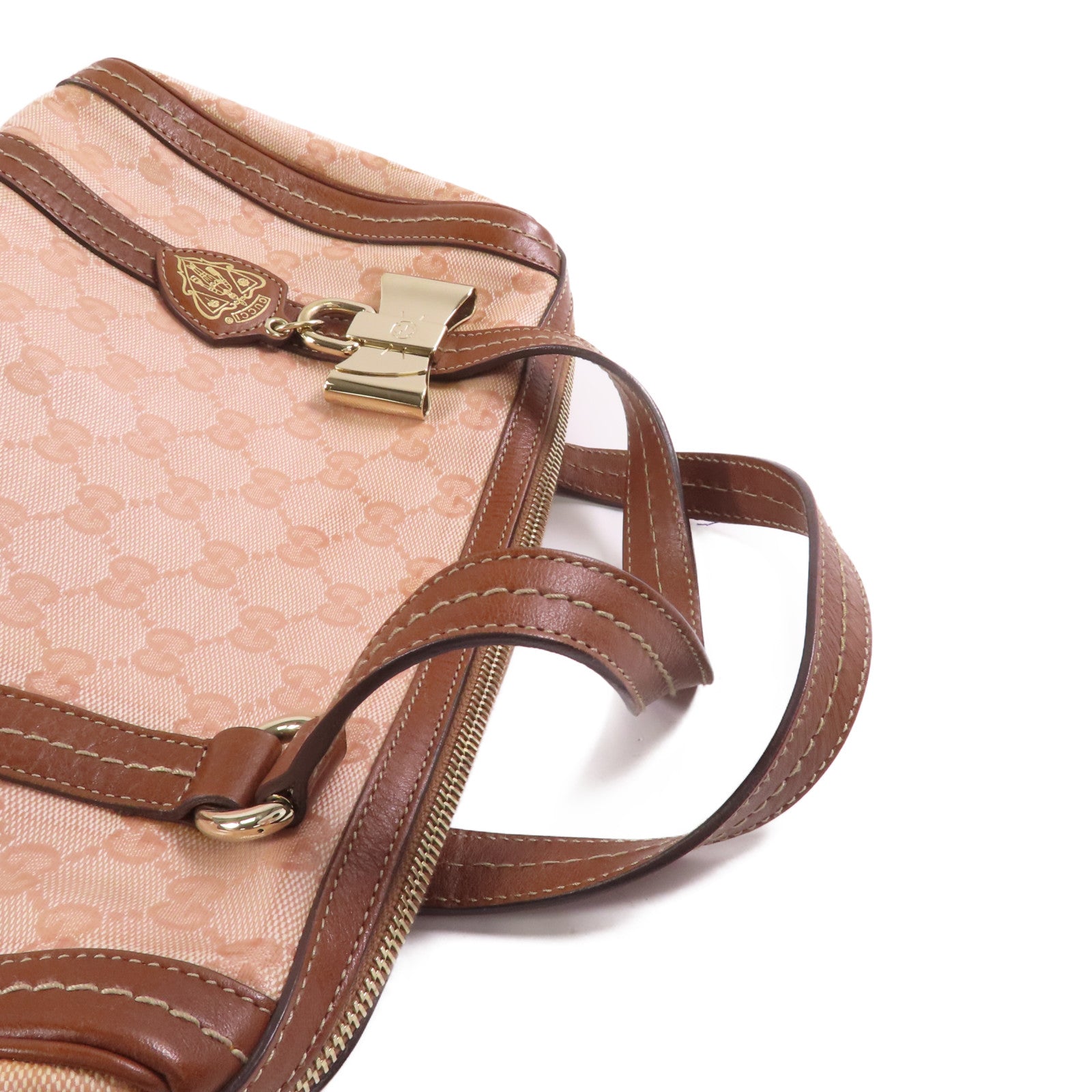 GUCCI 塗層帆布Boston Bag金扣波士頓包