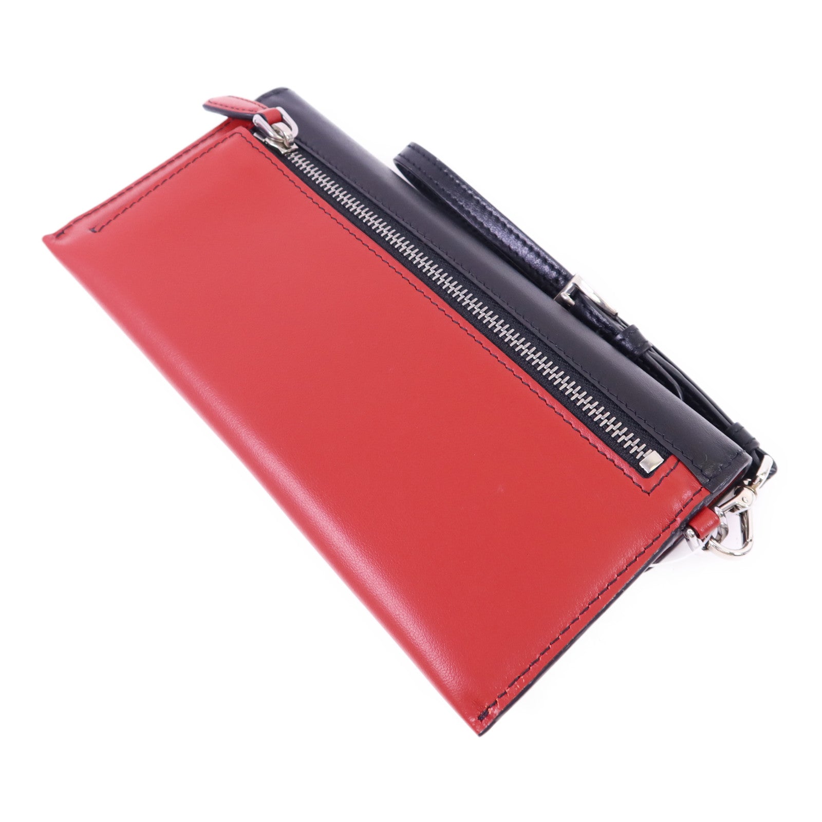 PRADA 【激減優惠】牛皮皮革Clutch銀扣手拿包