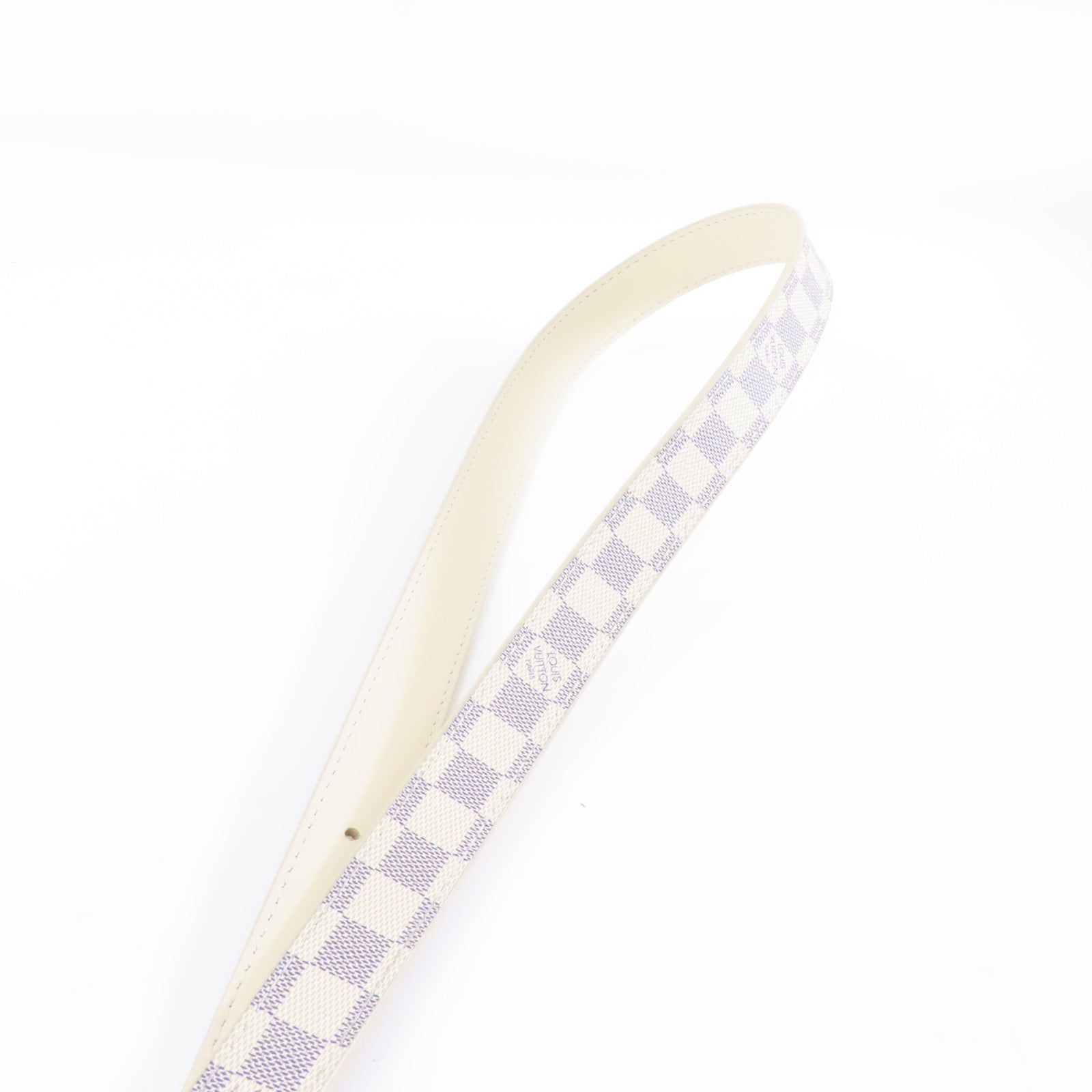 LOUIS VUITTON Damier Azur Belt 80cm金扣皮帶米色