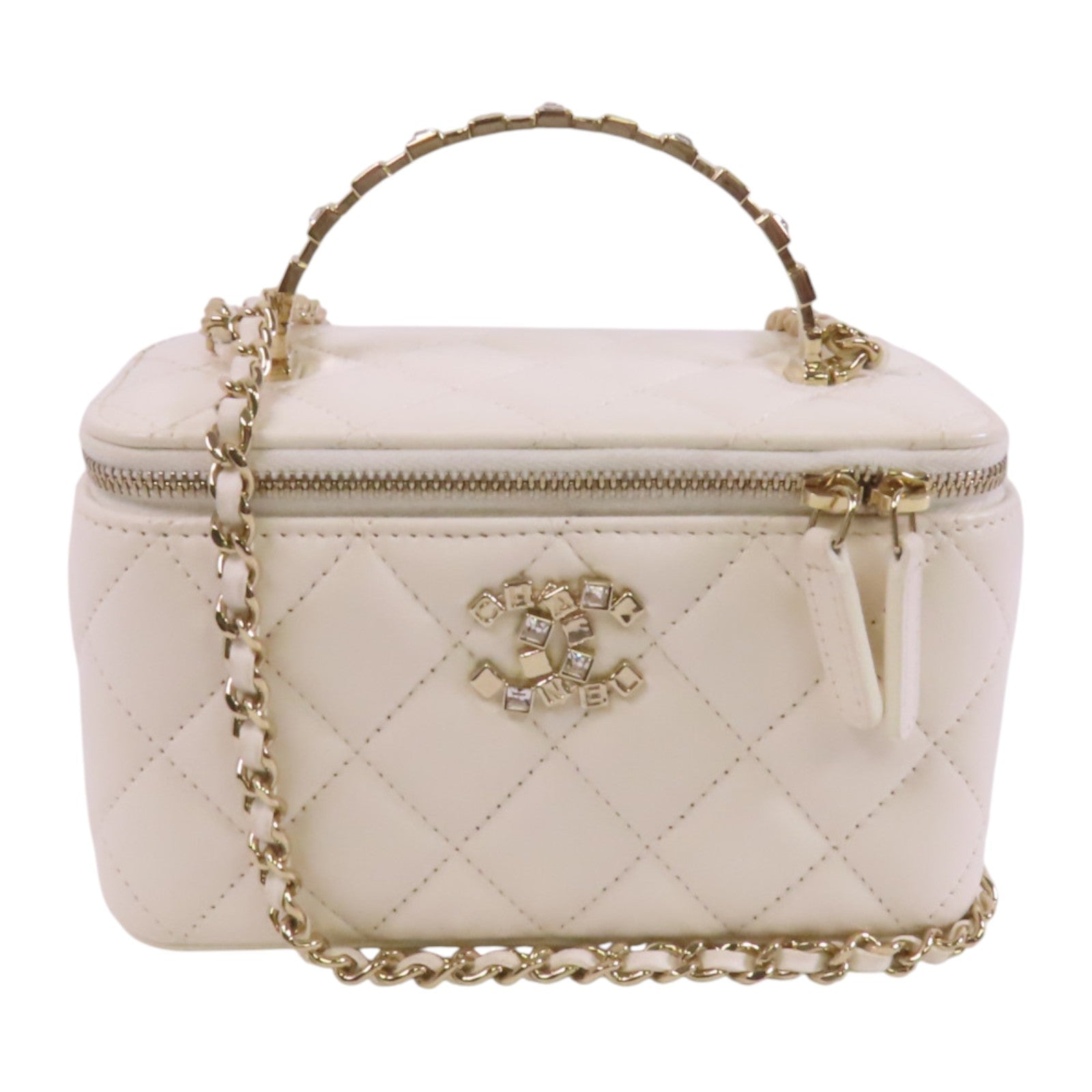 CHANEL 羊皮皮革Vanity Case金扣手挽肩背兩用袋
