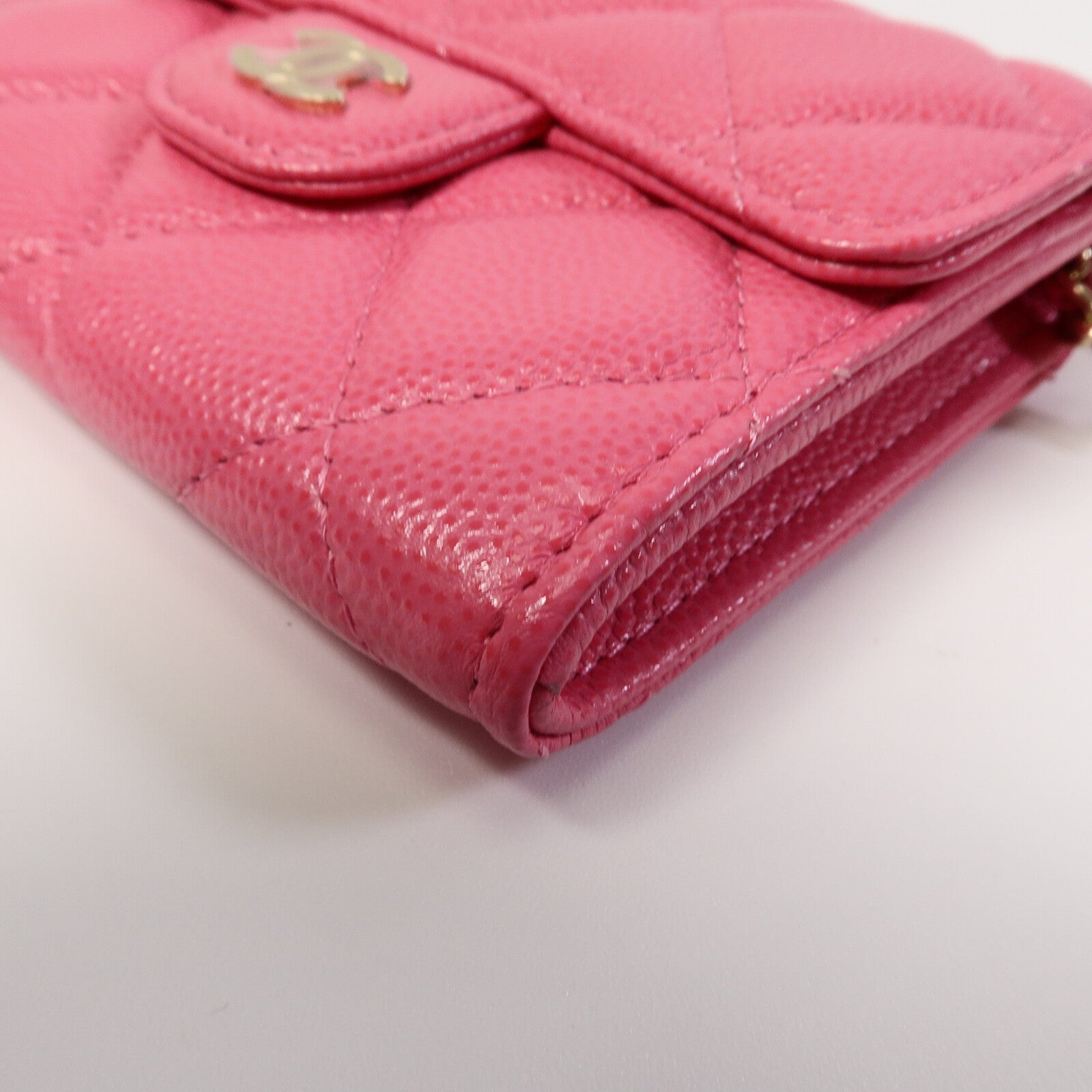 CHANEL 牛皮皮革Quiled Flap Card Holder On Chain鏈帶肩背袋