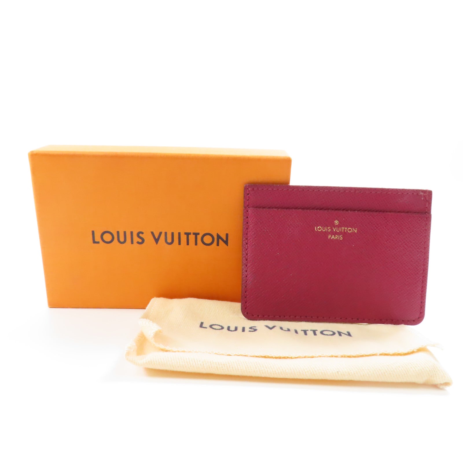 LOUIS VUITTON 皮革Card Holder卡片套酒紅色