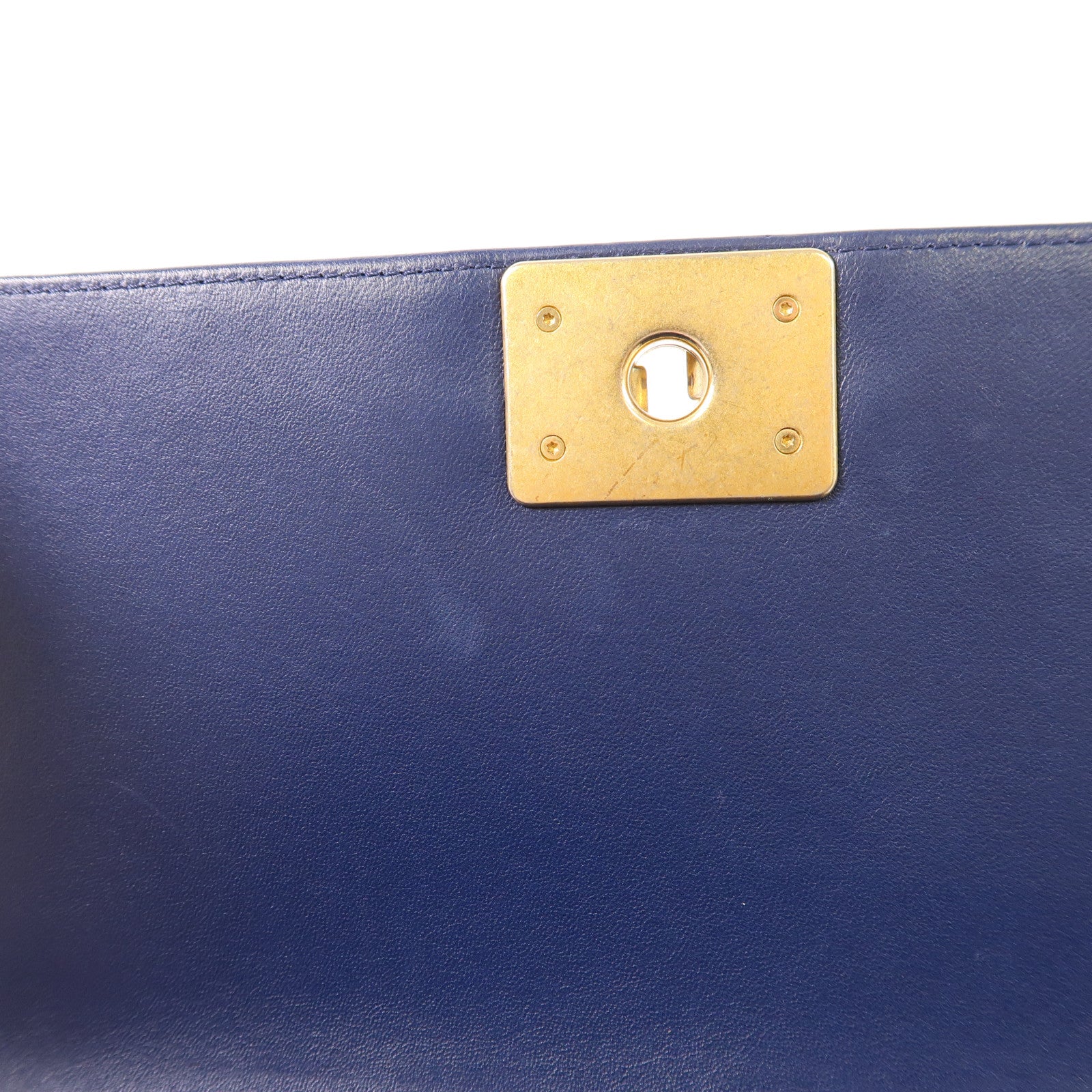 CHANEL CC ¢ÕHW Boy 25cm Chain Shoulder Bag Lambskin Leather Navy