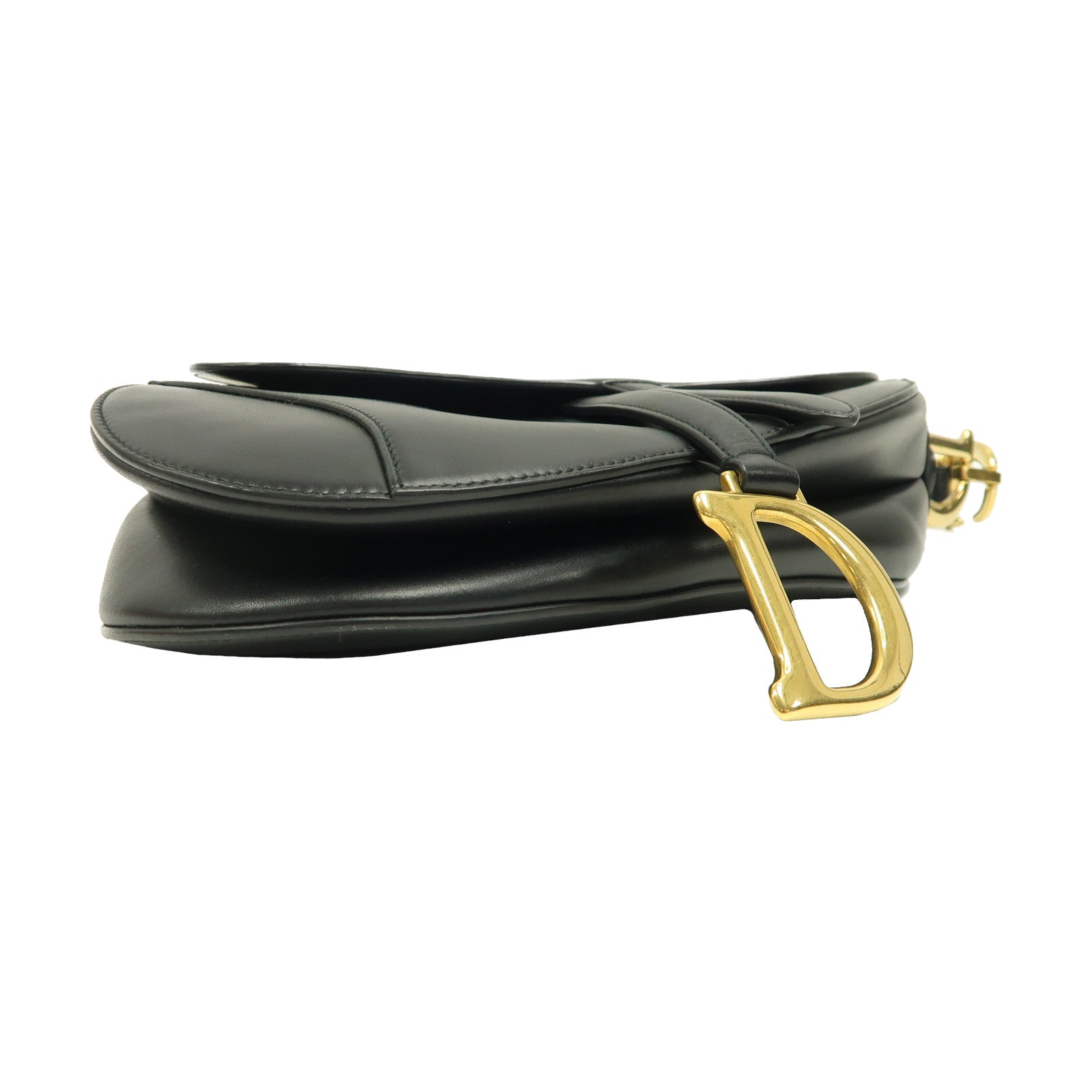 Dior 【激減優惠】牛皮皮革Saddle Bag金扣手挽肩背兩用袋黑色
