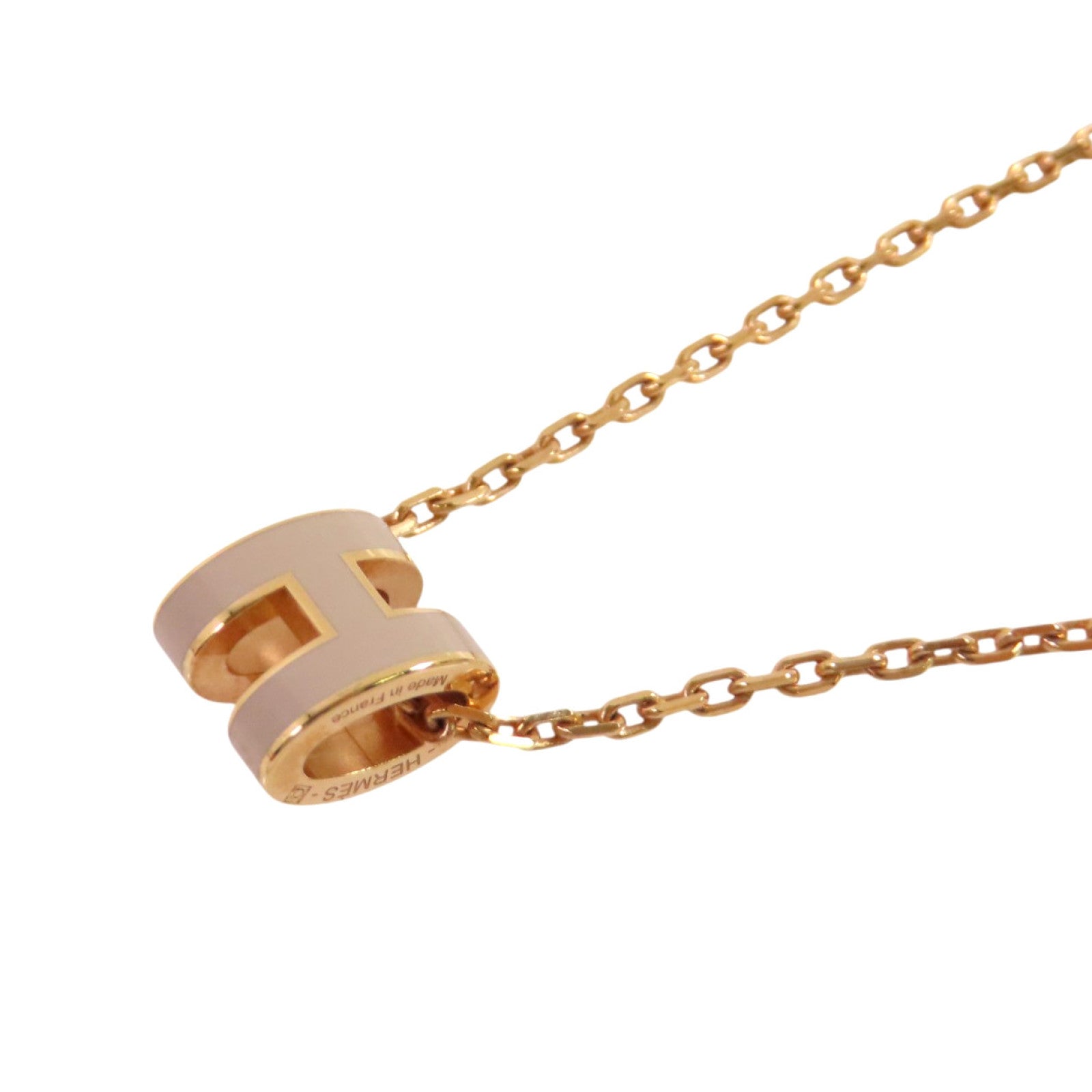 HERMES 金屬/琺瑯Mini POP H Necklace金扣項鏈