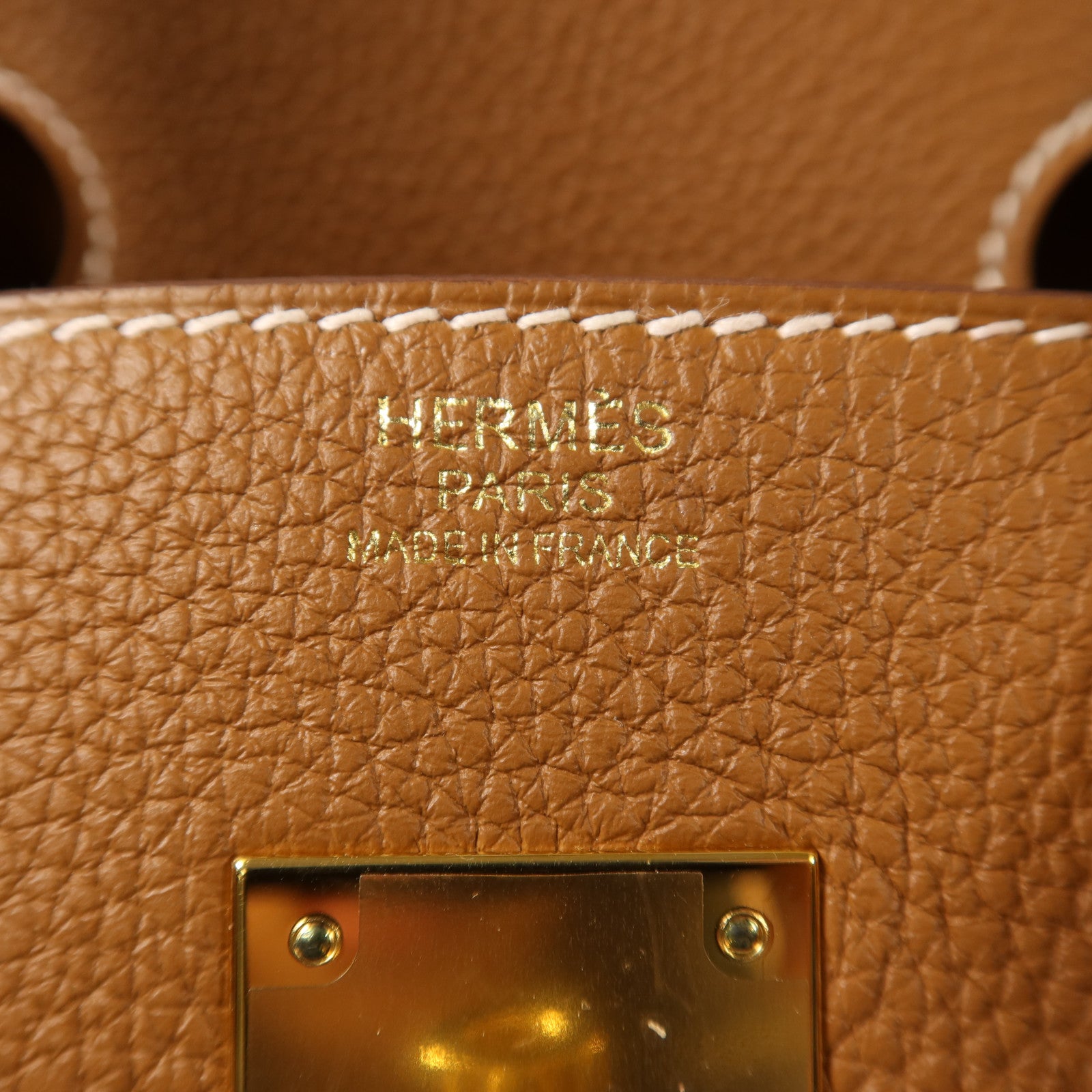 HERMES Clemence皮革Birkin 30金扣手挽袋Gold