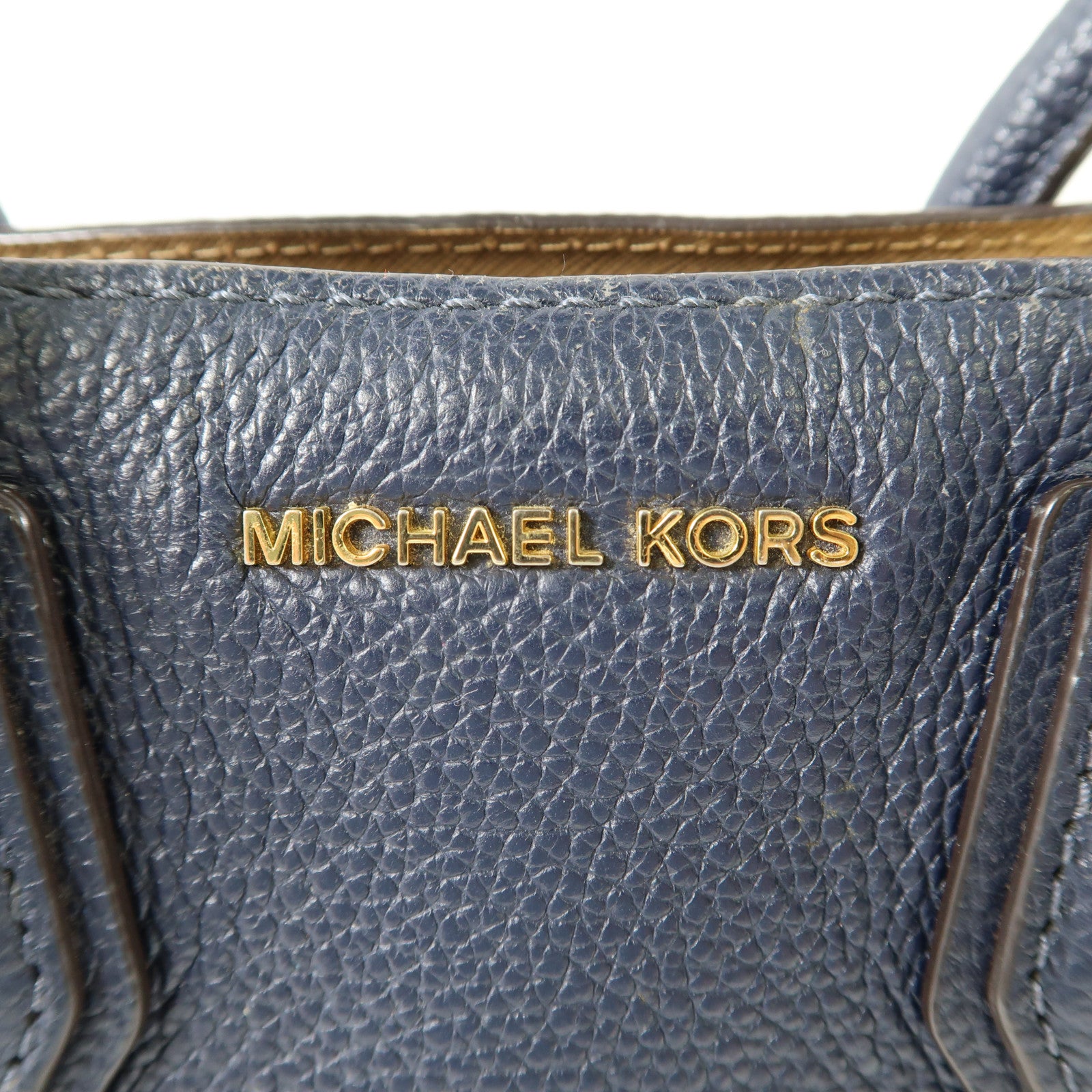 Michael Kors 牛皮皮革2 Way Shoulder Bag金扣手挽肩背兩用袋深藍色