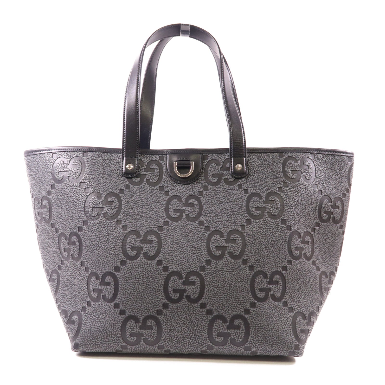 GUCCI Leather GG Tote Bag Shoulder Tote 818771 Leather Gray