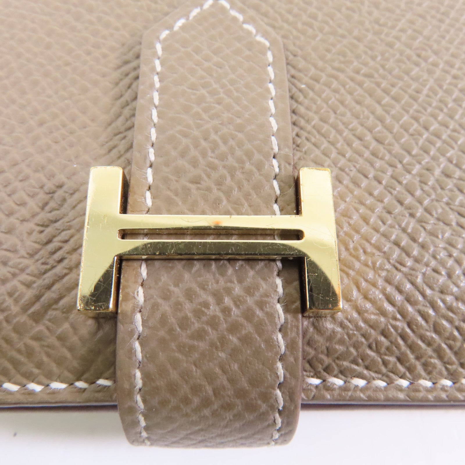 HERMES Epsom皮革Bearn Card Case金扣卡片套Etoupe/米灰色