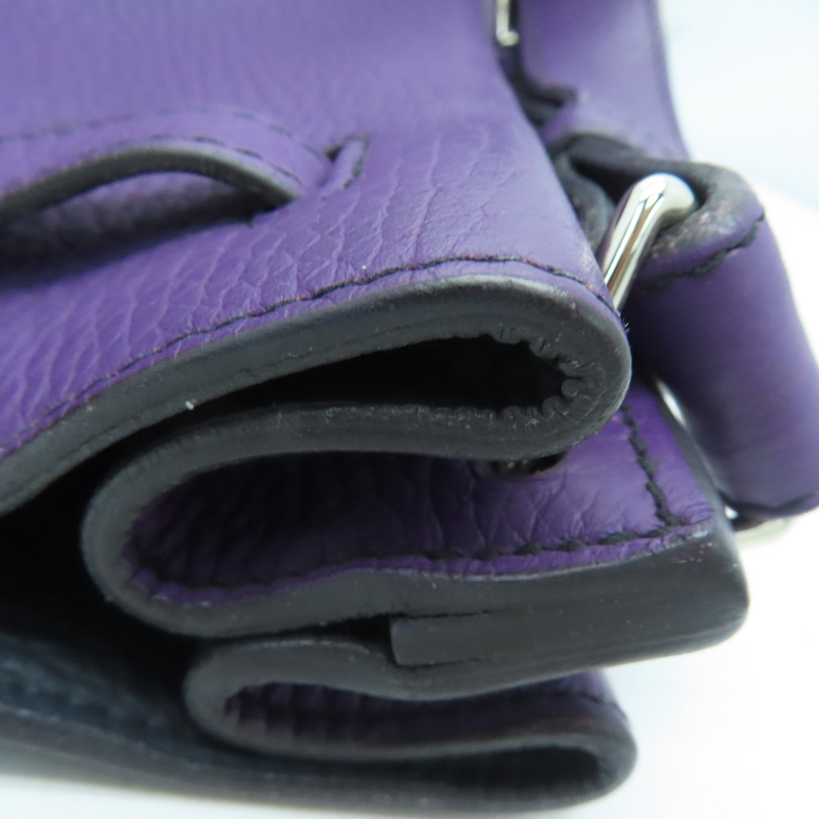 HERMES 【激減優惠】Clemence皮革So Kelly 26 One Shoulder銀扣肩背袋紫色