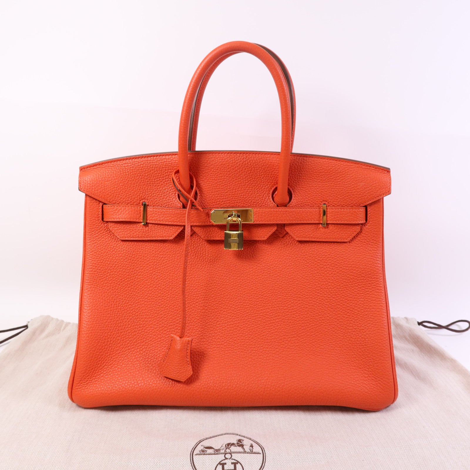 HERMES Togo皮革Birkin 35金扣手挽袋Rouge Tomate