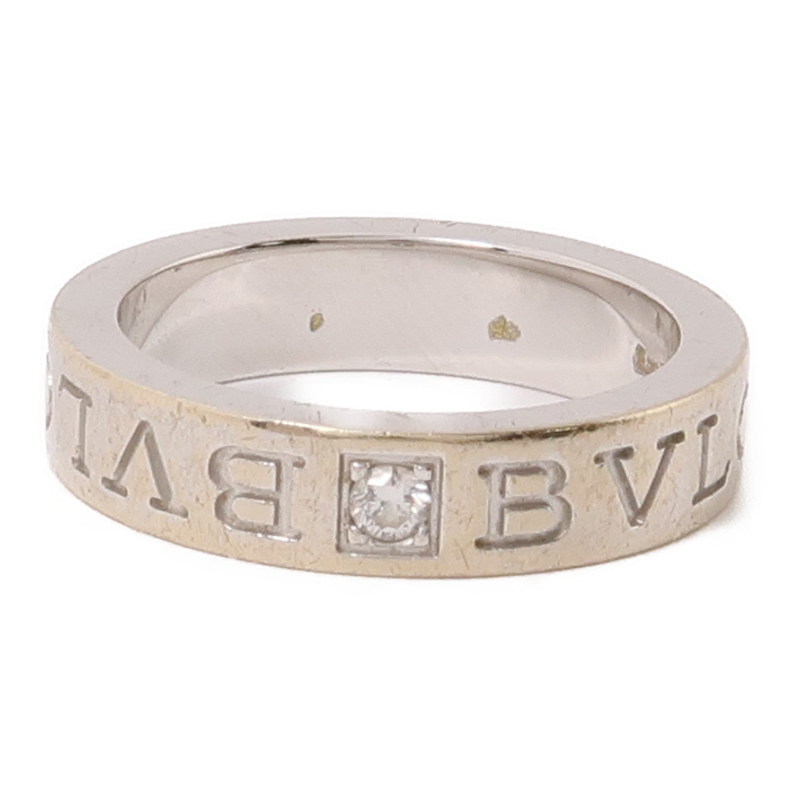 BVLGARI 18K白金Double Logo 1p Diamond Ring鑽石戒指US#4.25