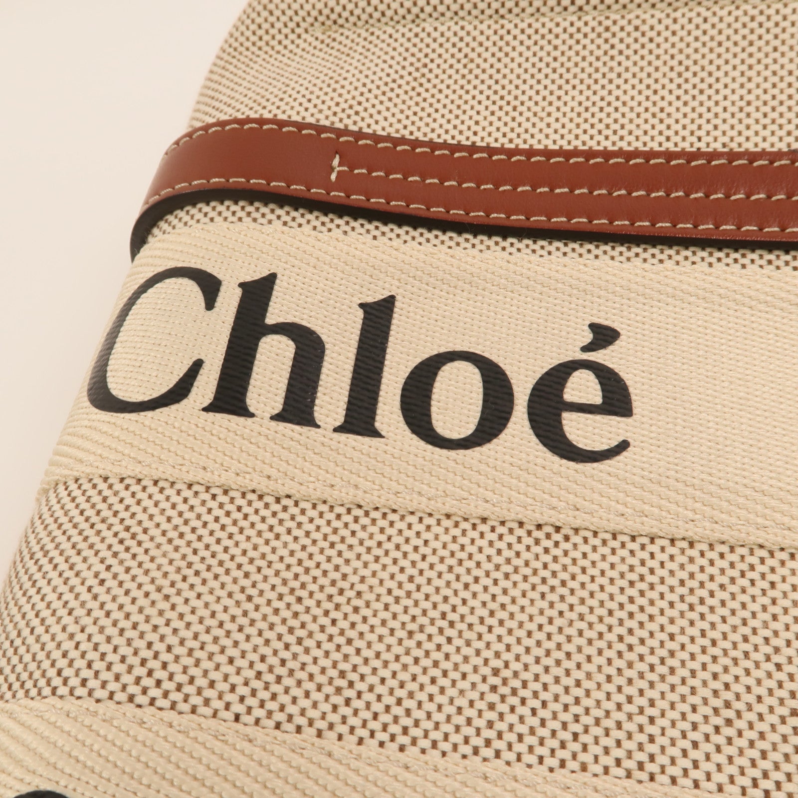 Chloe 帆布Woody Small金扣手挽肩背兩用袋
