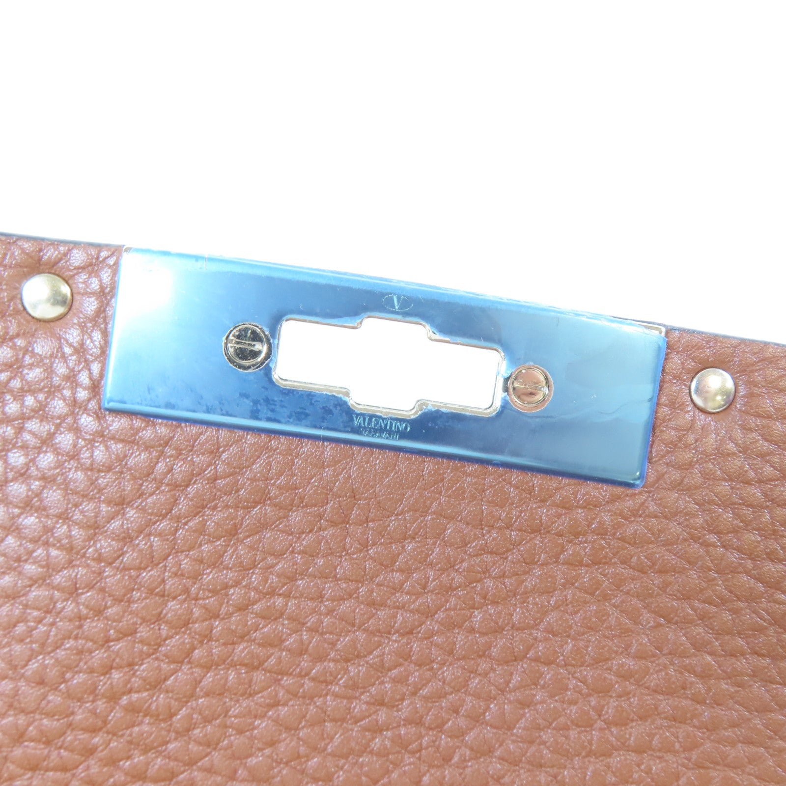Valentino 牛皮皮革Shoulder Bag金扣肩背袋啡色