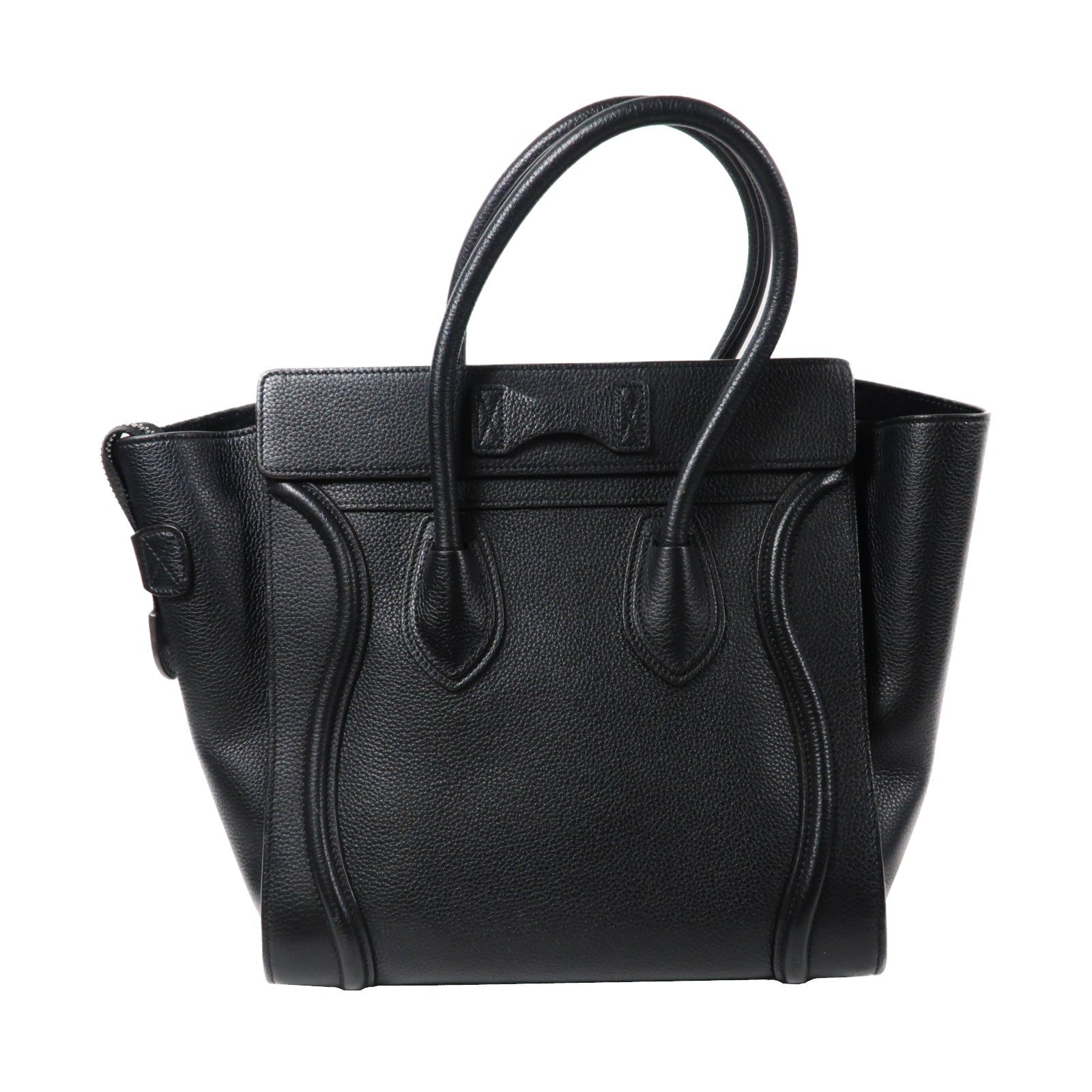 CELINE 牛皮皮革Luggage銀扣肩背袋黑色