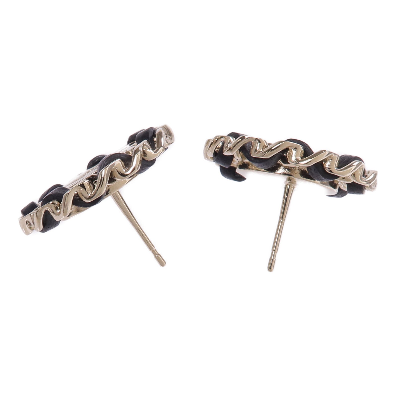 CHANEL 金屬/皮革Earrings金扣耳環