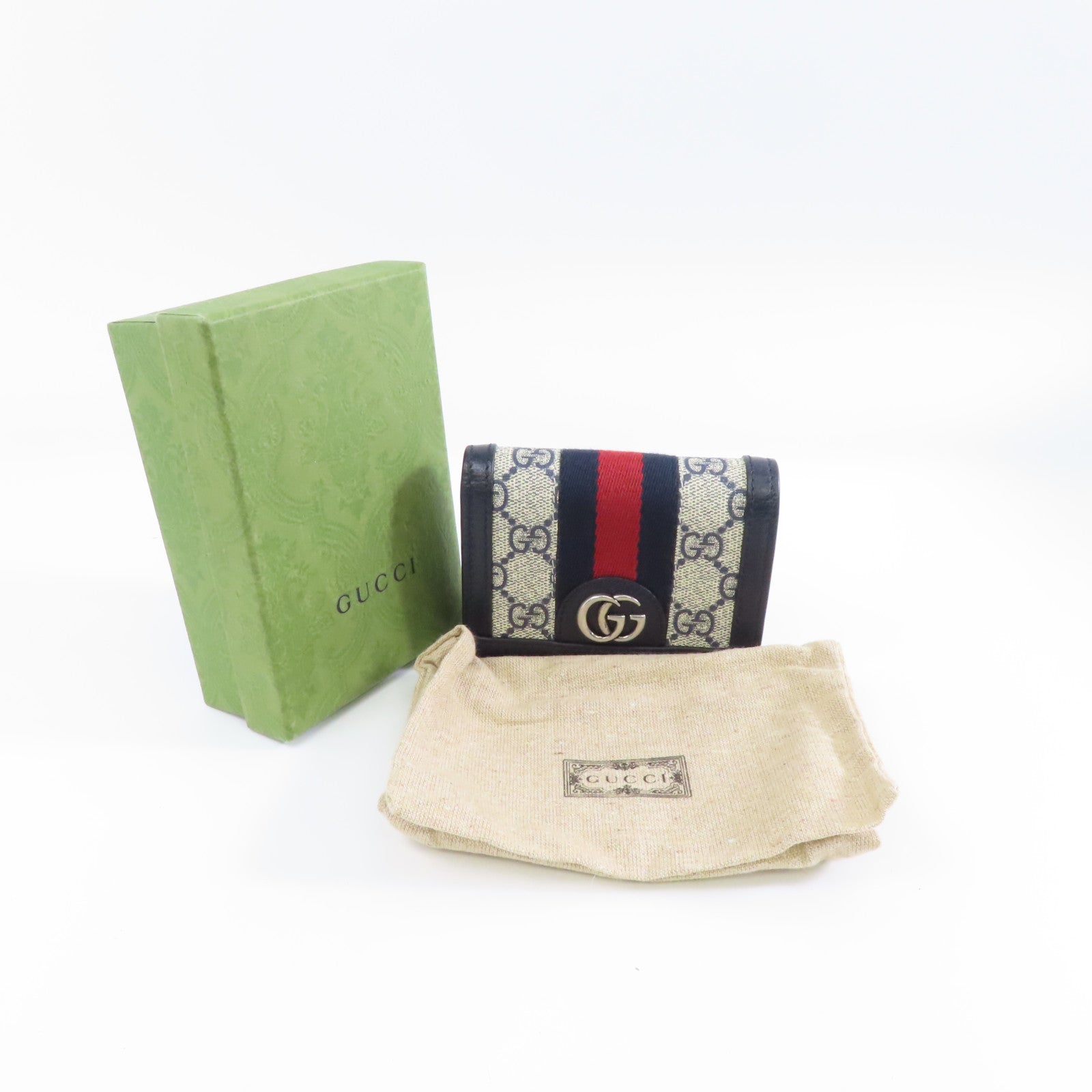 GUCCI 塗層帆布GG Surpreme Wallet銀扣錢包藍色/米色