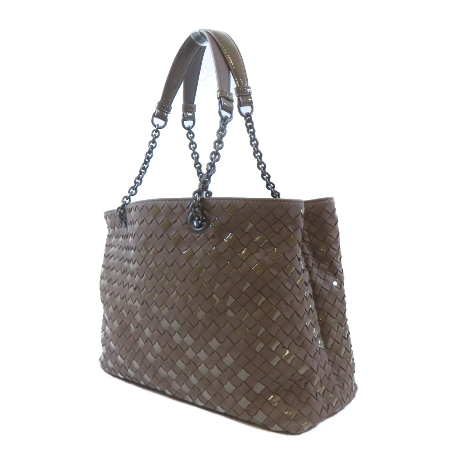 BOTTEGA VENETA 織紋羊皮皮革Chain Shoulder Bag鏈帶肩背袋啡色