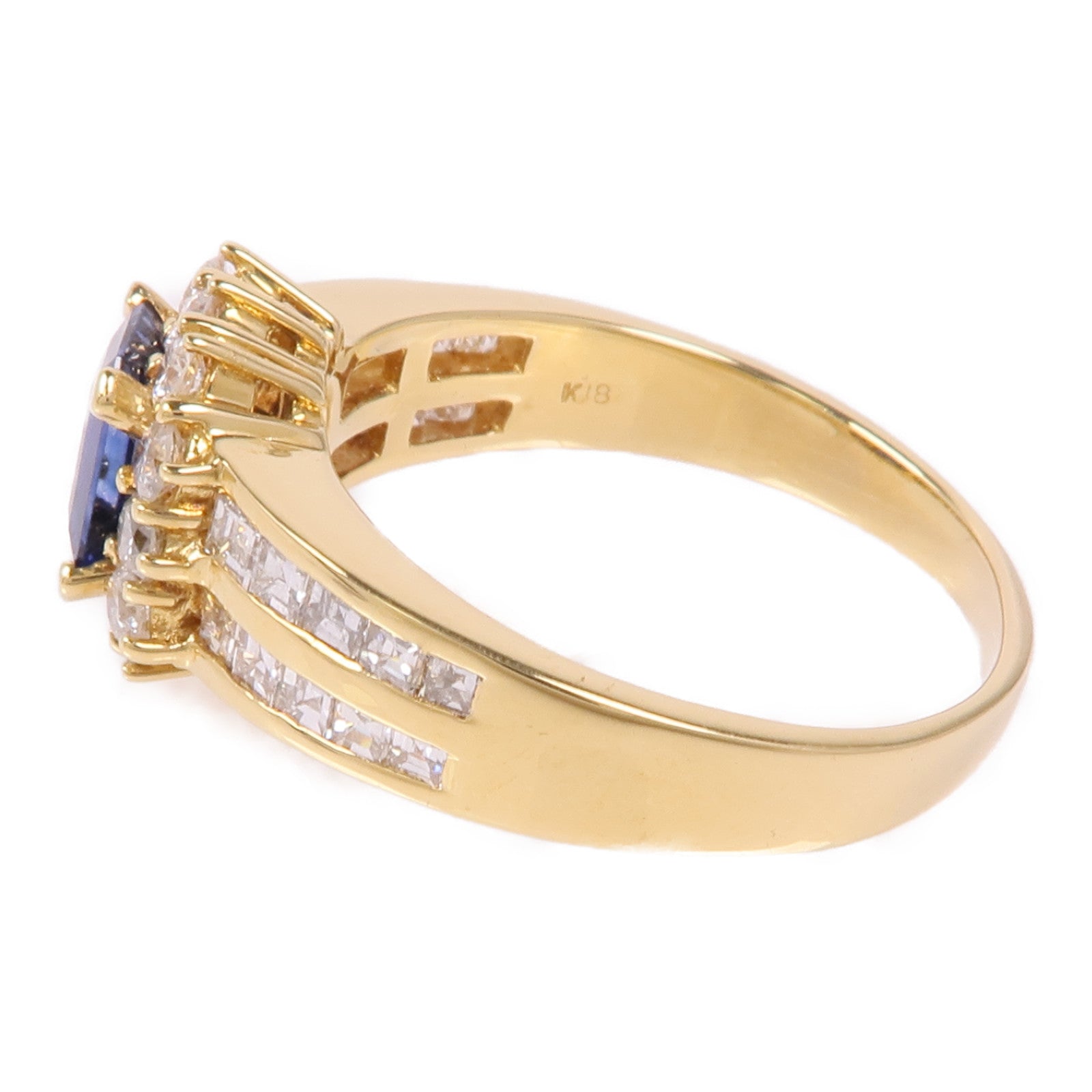 JEWELRY 【激減優惠】18K黃金Sapphire/Diamond Ring藍寶石/鑽石戒指US#8.75