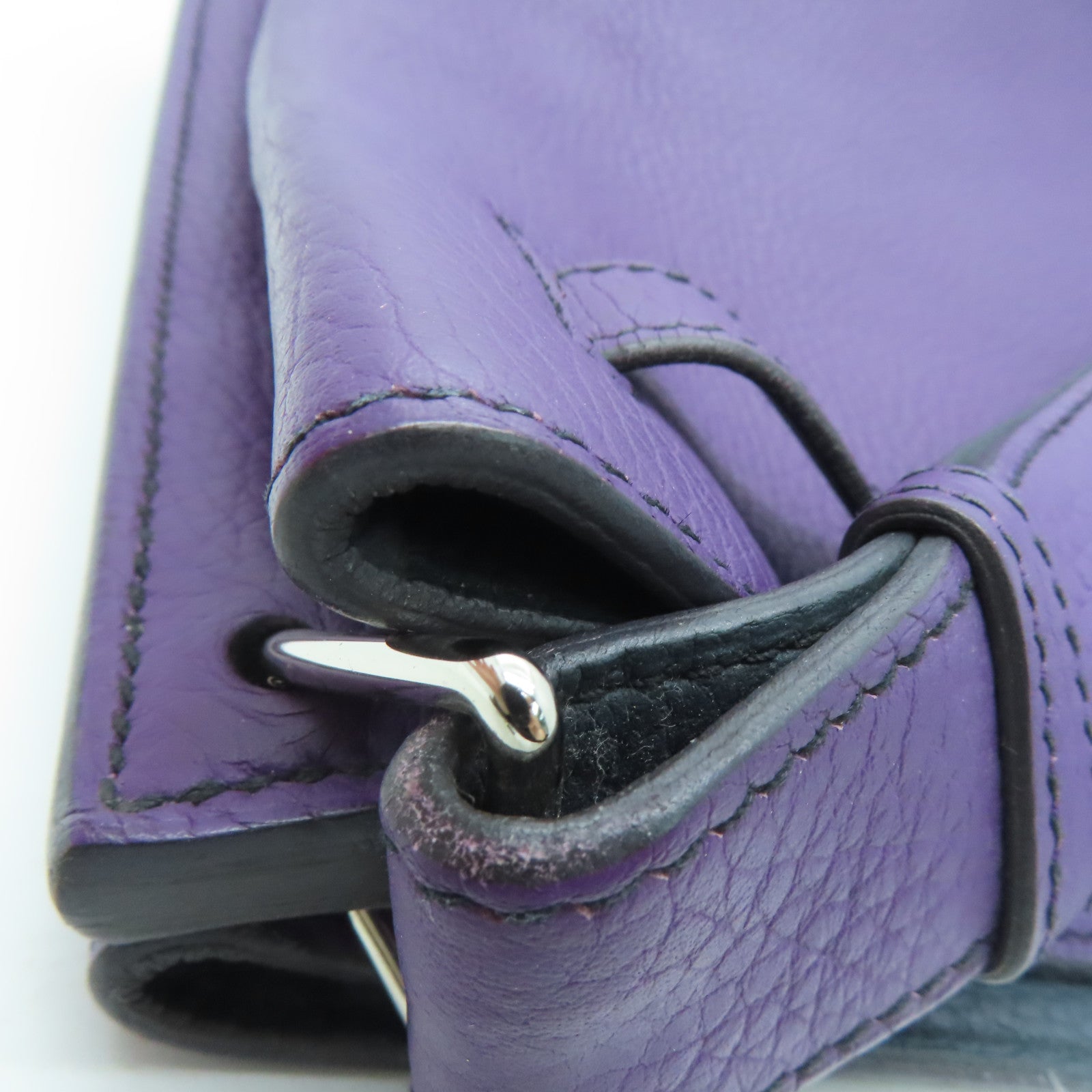 HERMES 【激減優惠】Clemence皮革So Kelly 26 One Shoulder銀扣肩背袋紫色