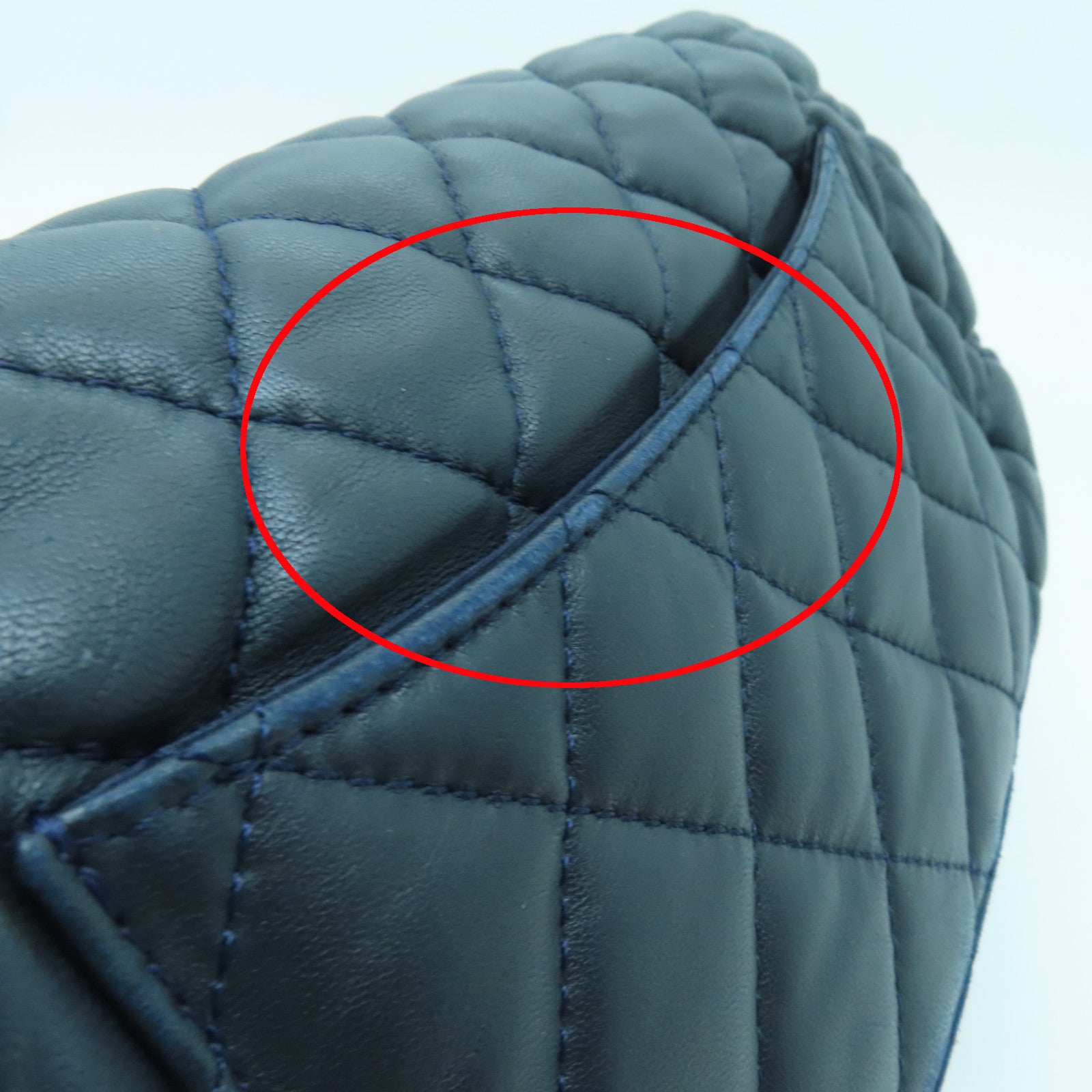 CHANEL **【清倉大減價】菱格皮革Shoulder Bag銀扣肩背袋藍色