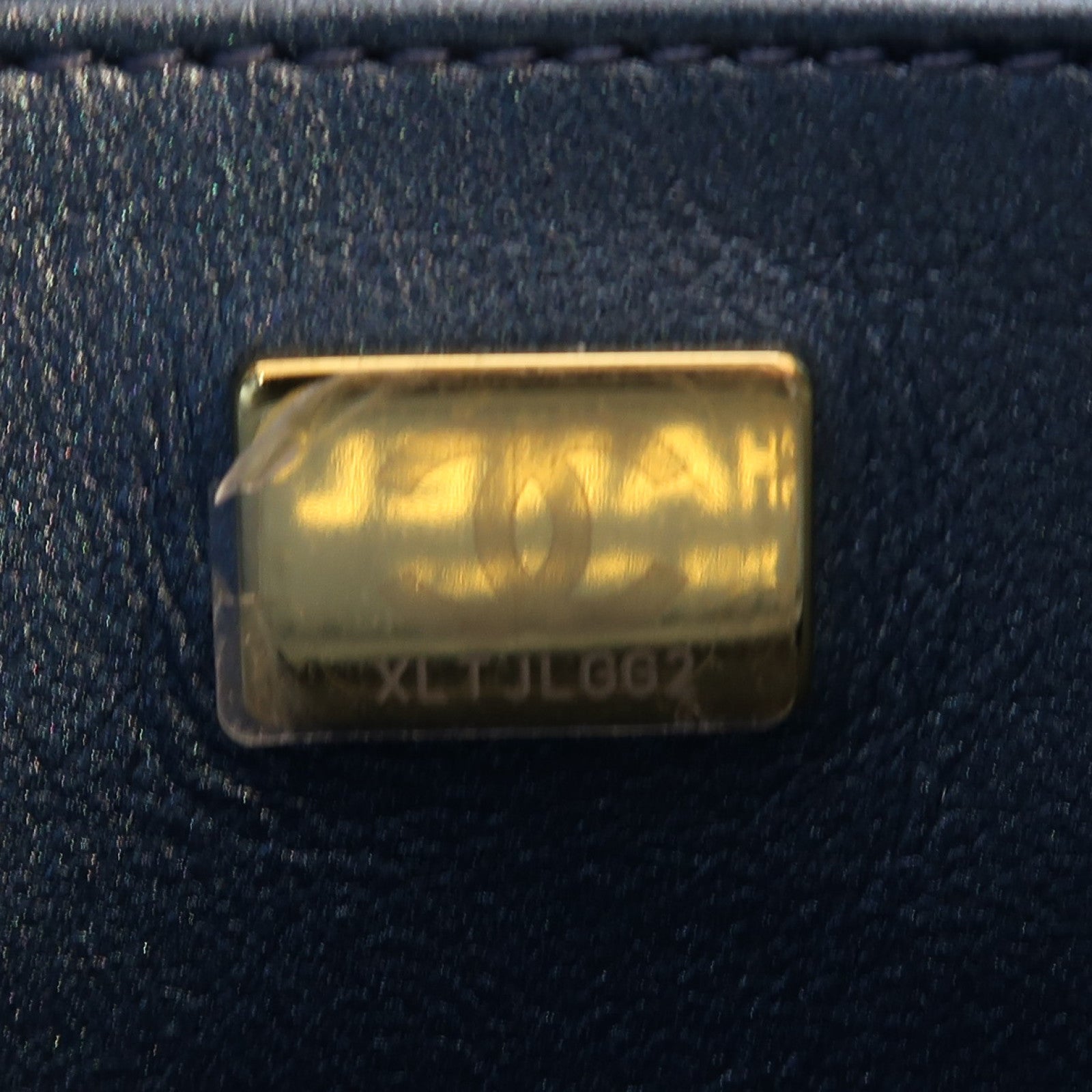 CHANEL 菱格牛仔布Hobo Bag金扣手挽肩背兩用袋藍色