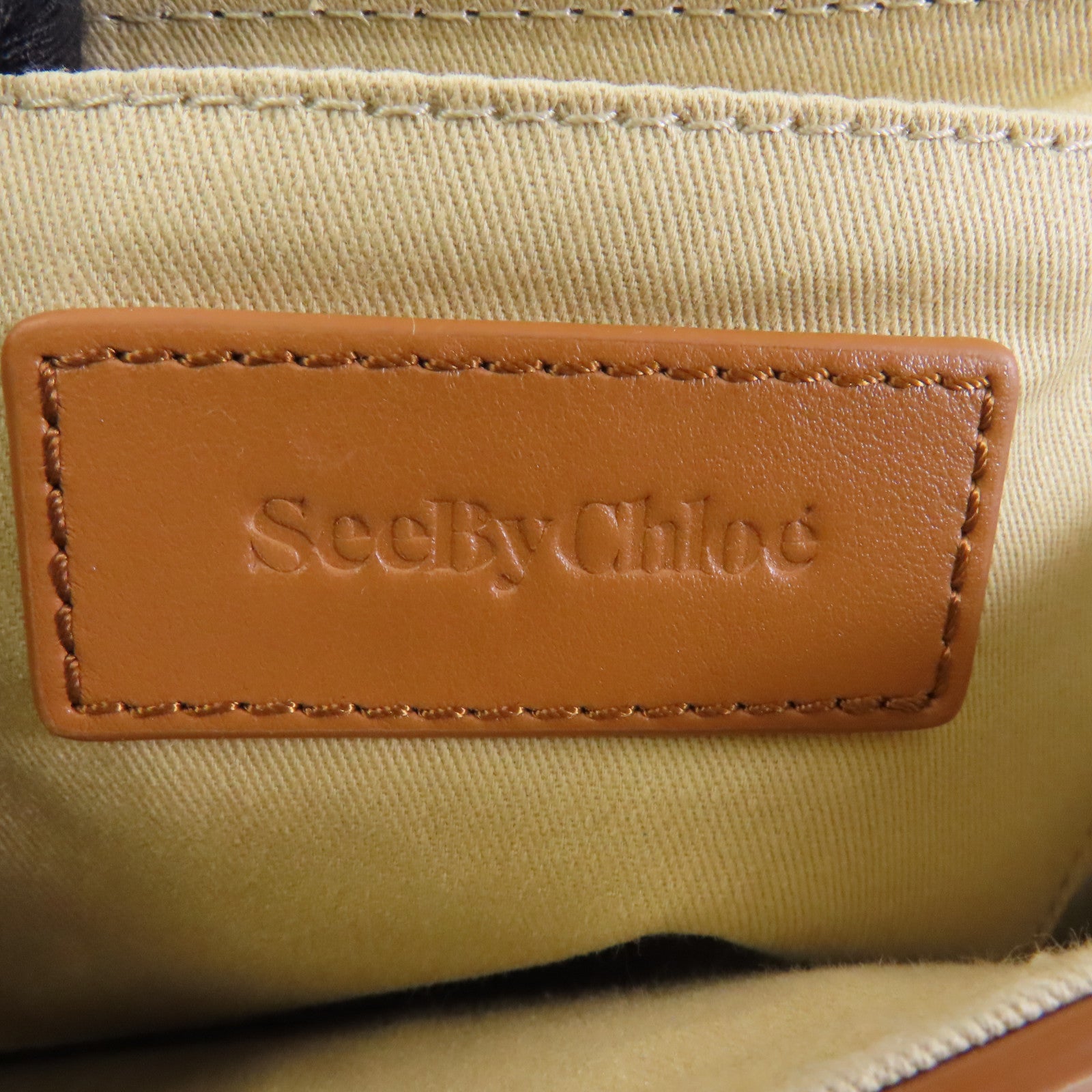 SEE BY CHLOE 牛皮皮革Shoulder Bag金扣肩背袋棕色