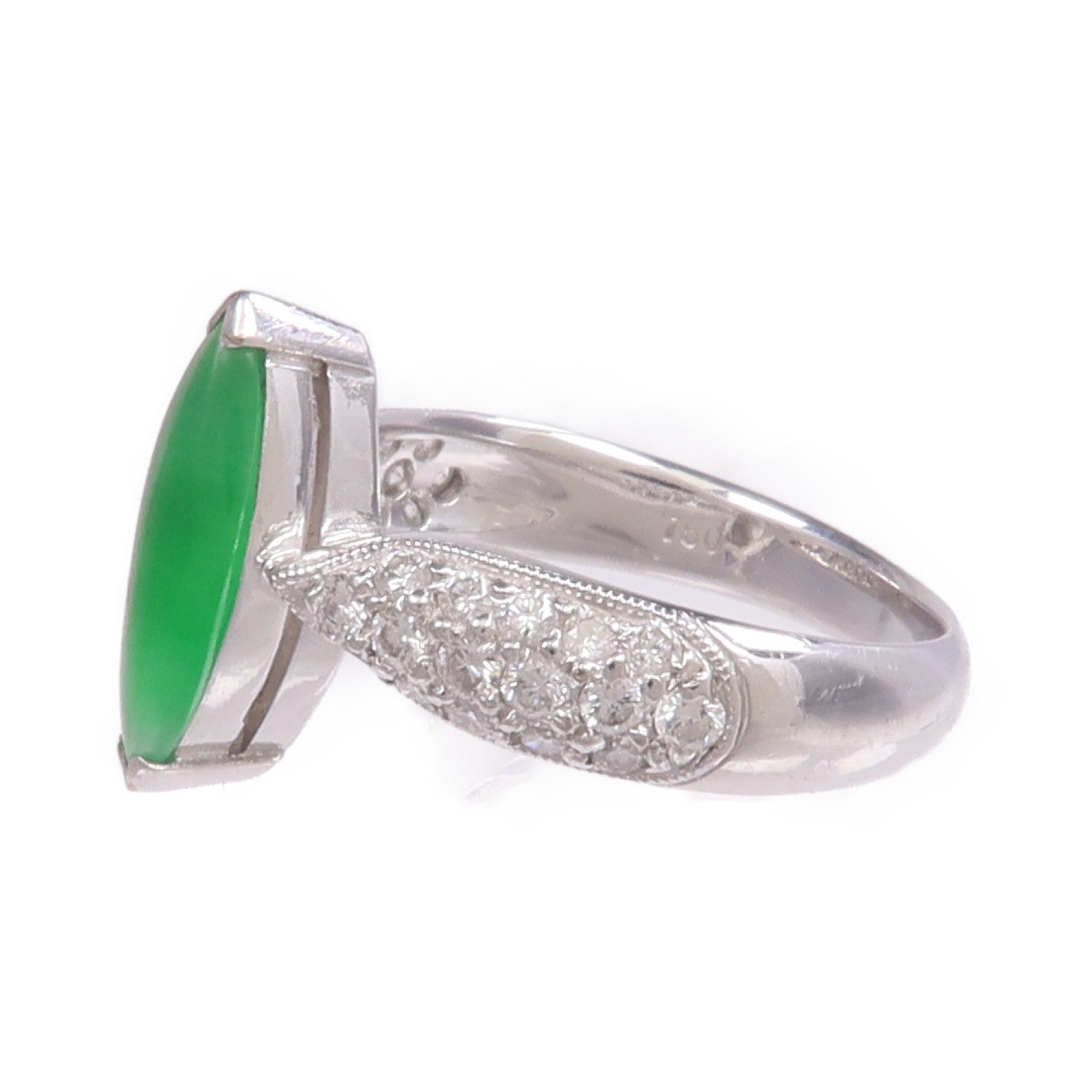 JEWELRY 【激減優惠】18K白金Jade Diamond Ring翡翠/鑽石戒指US#4.75