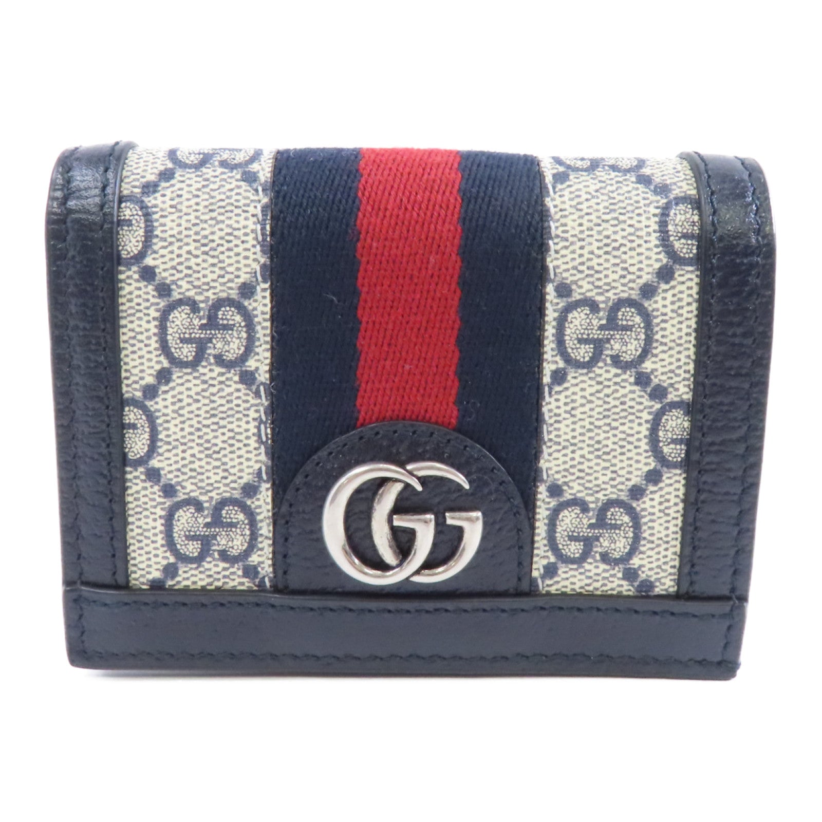 GUCCI 塗層帆布GG Surpreme Wallet銀扣錢包藍色/米色